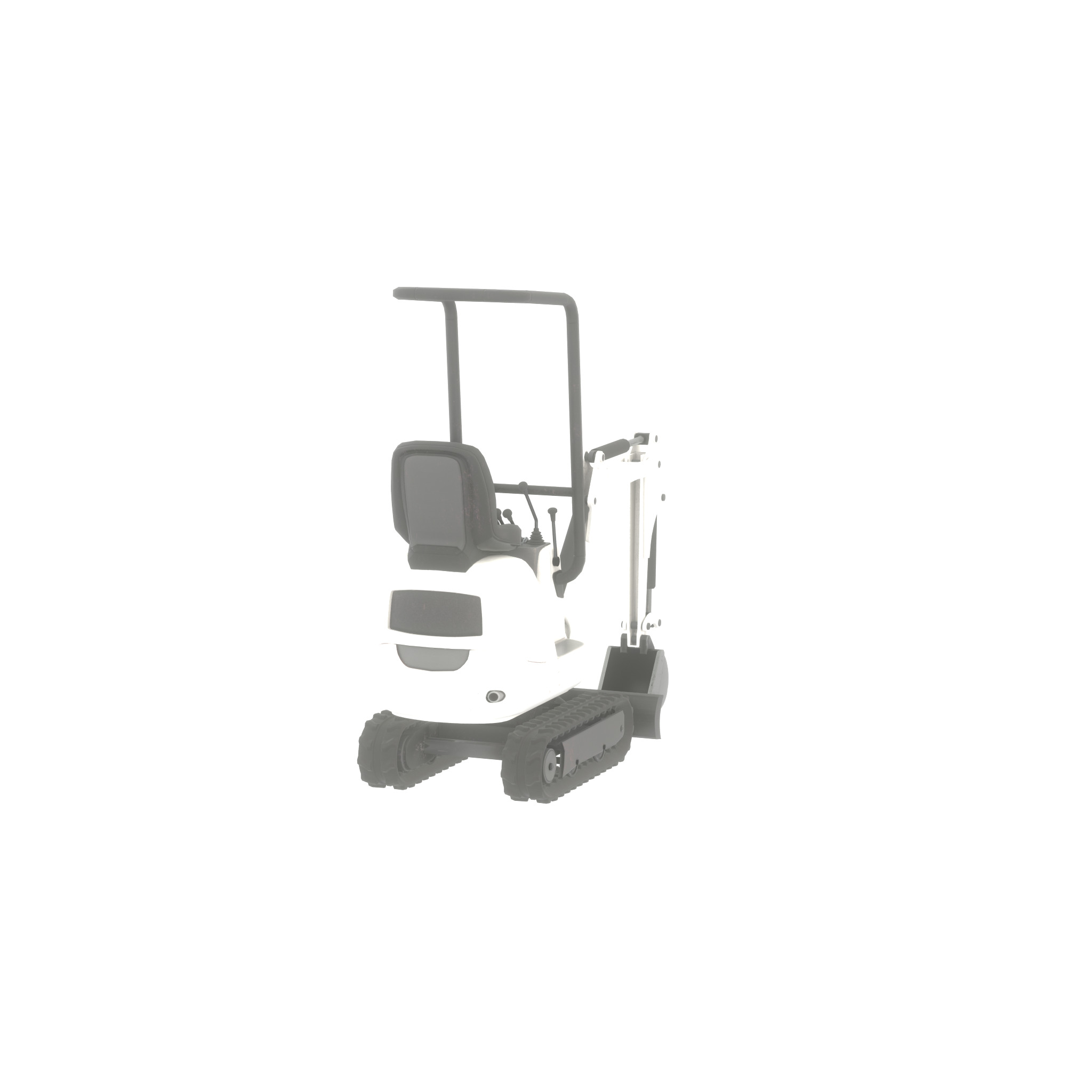 Mini-Digger White Low-poly 3D model_41