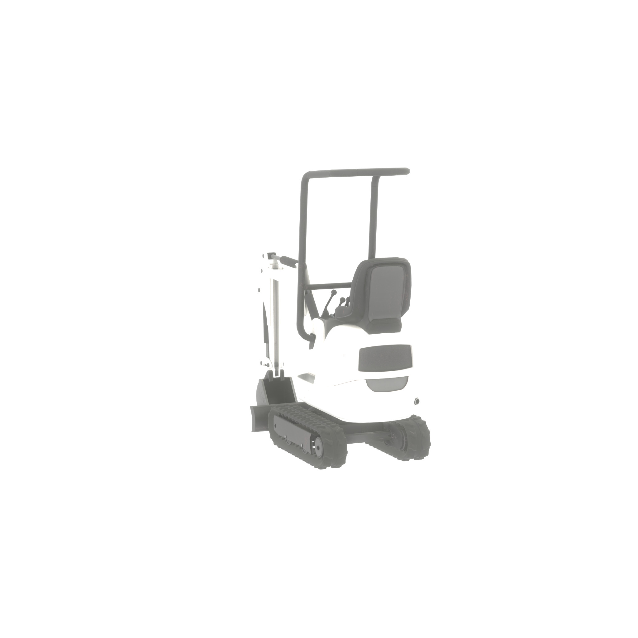 Mini-Digger White Low-poly 3D model_36