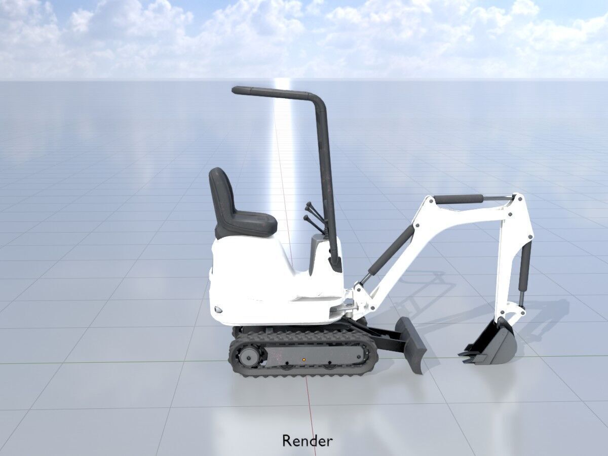 Mini-Digger White Low-poly 3D model_14