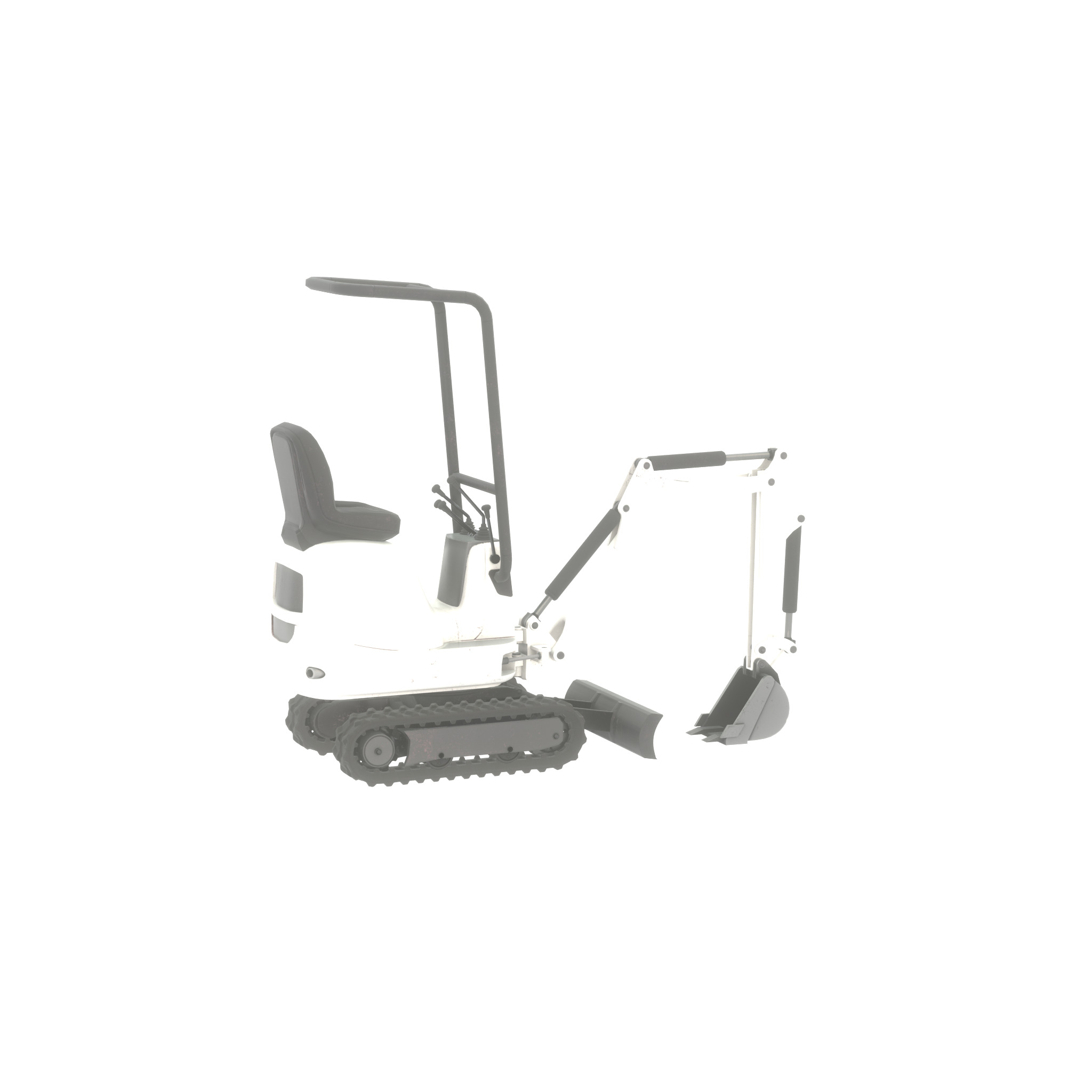 Mini-Digger White Low-poly 3D model_47