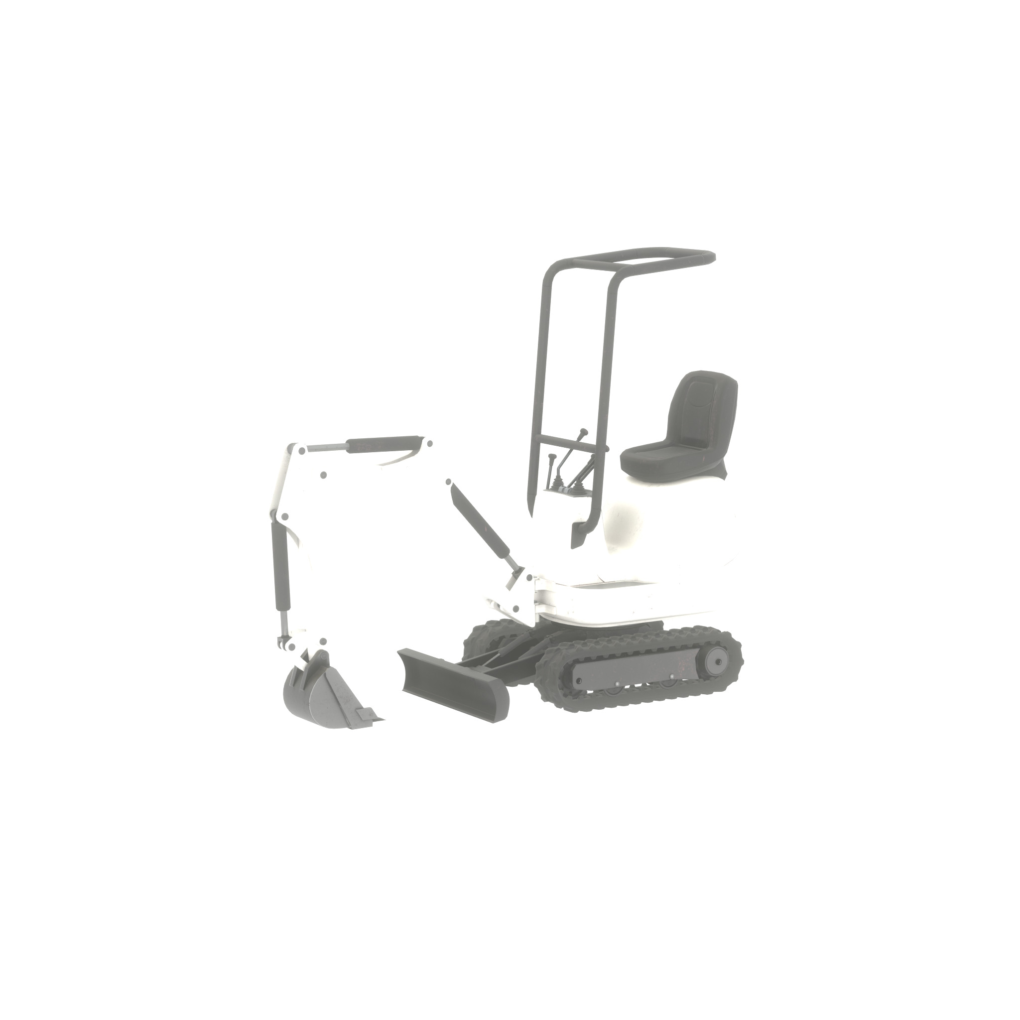 Mini-Digger White Low-poly 3D model_24