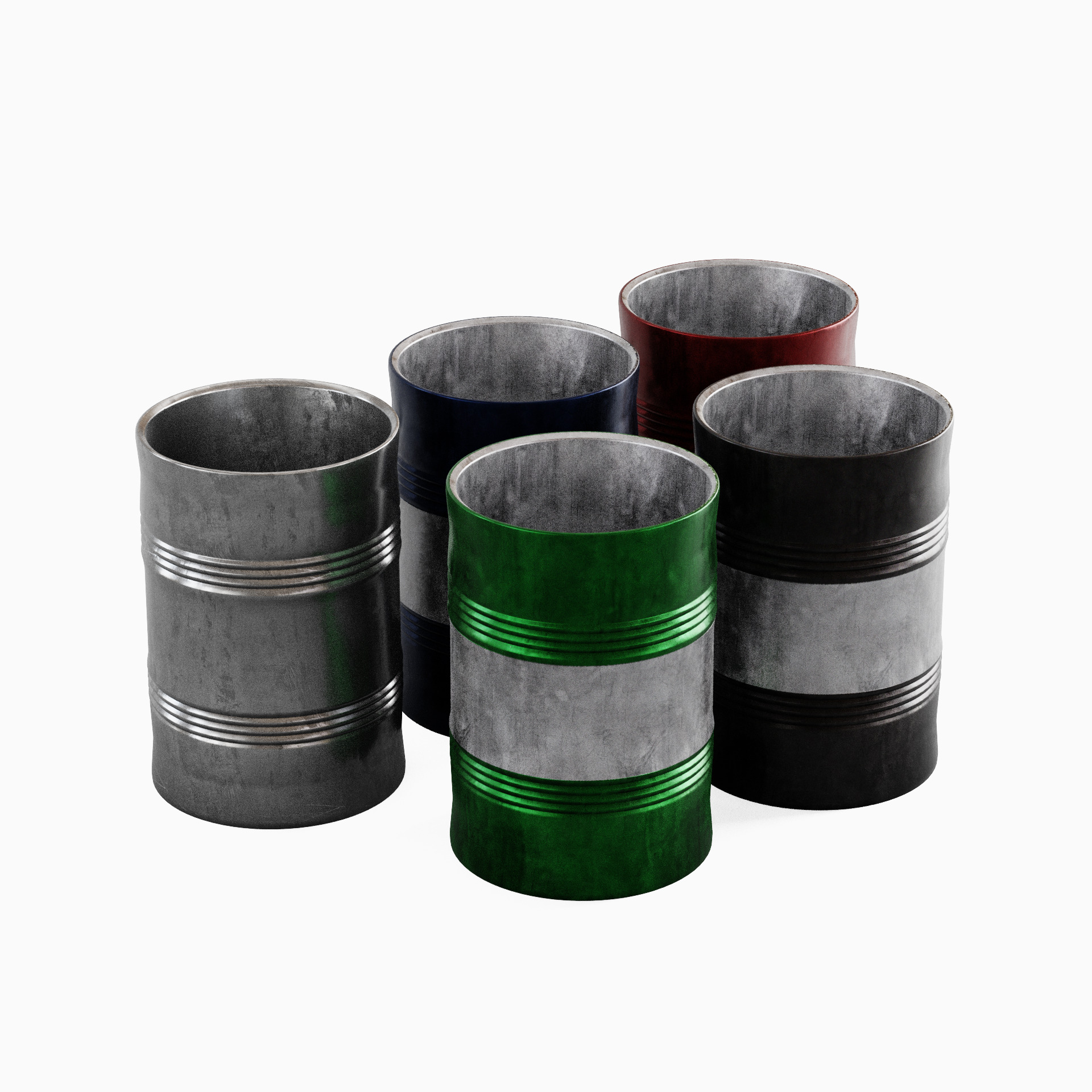 Steel Barrel B Set 3D model_1