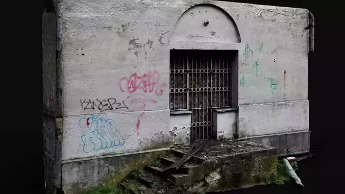 abandoned building facade entrance steps photogrammetry
