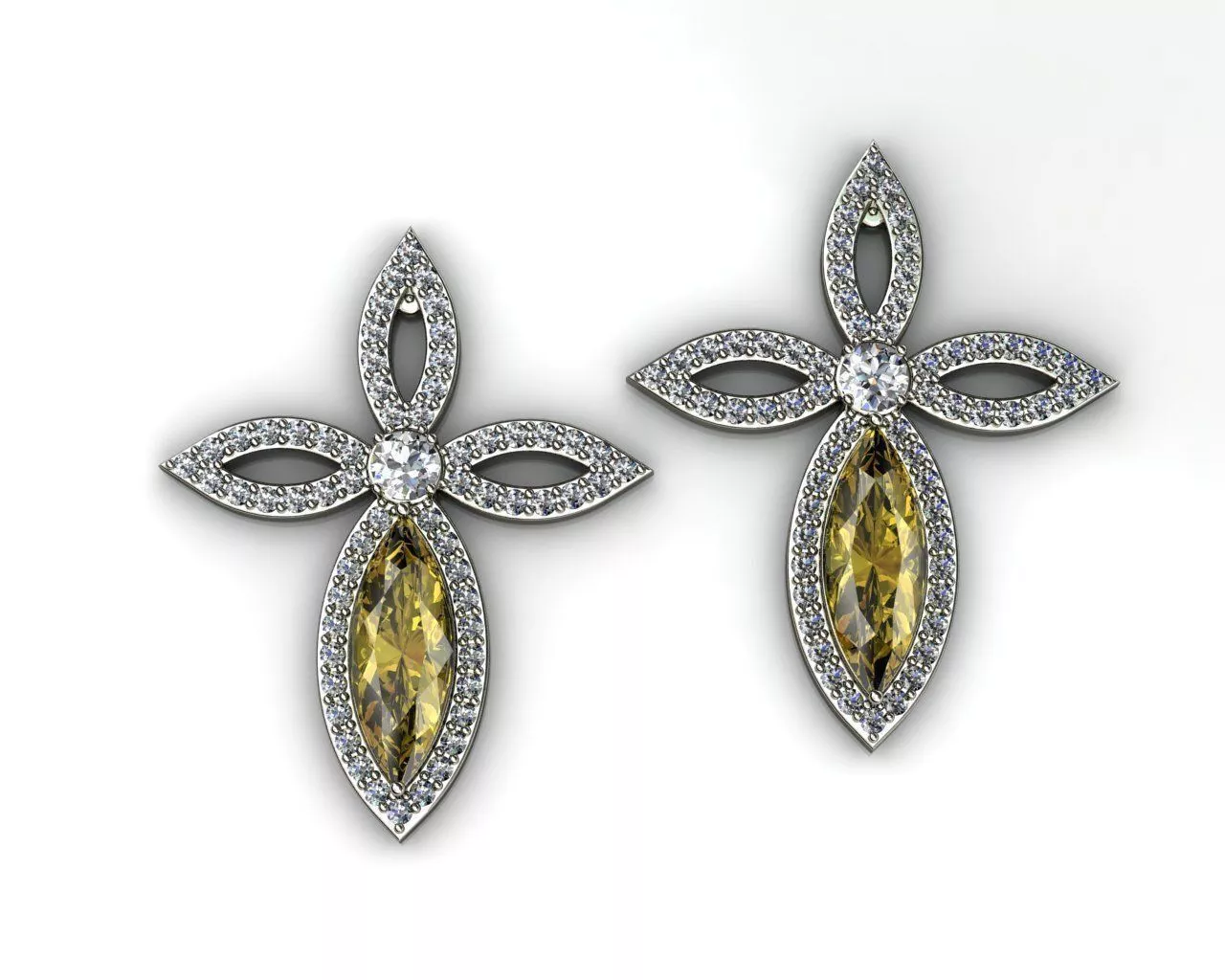 Diamond Cross Earrings Free 3D print model