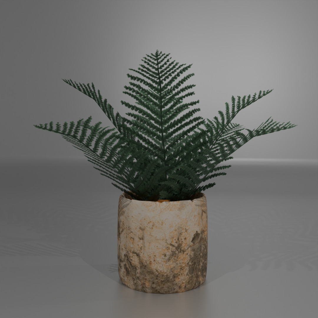 Decorative Flower Pot Set 6 High Poly PBR Models for Interior 3D model_6