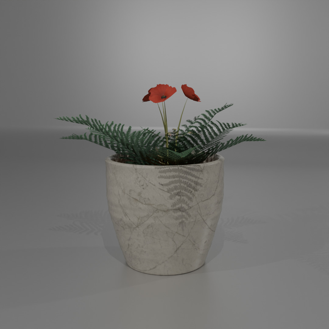 Decorative Flower Pot Set 6 High Poly PBR Models for Interior 3D model_5