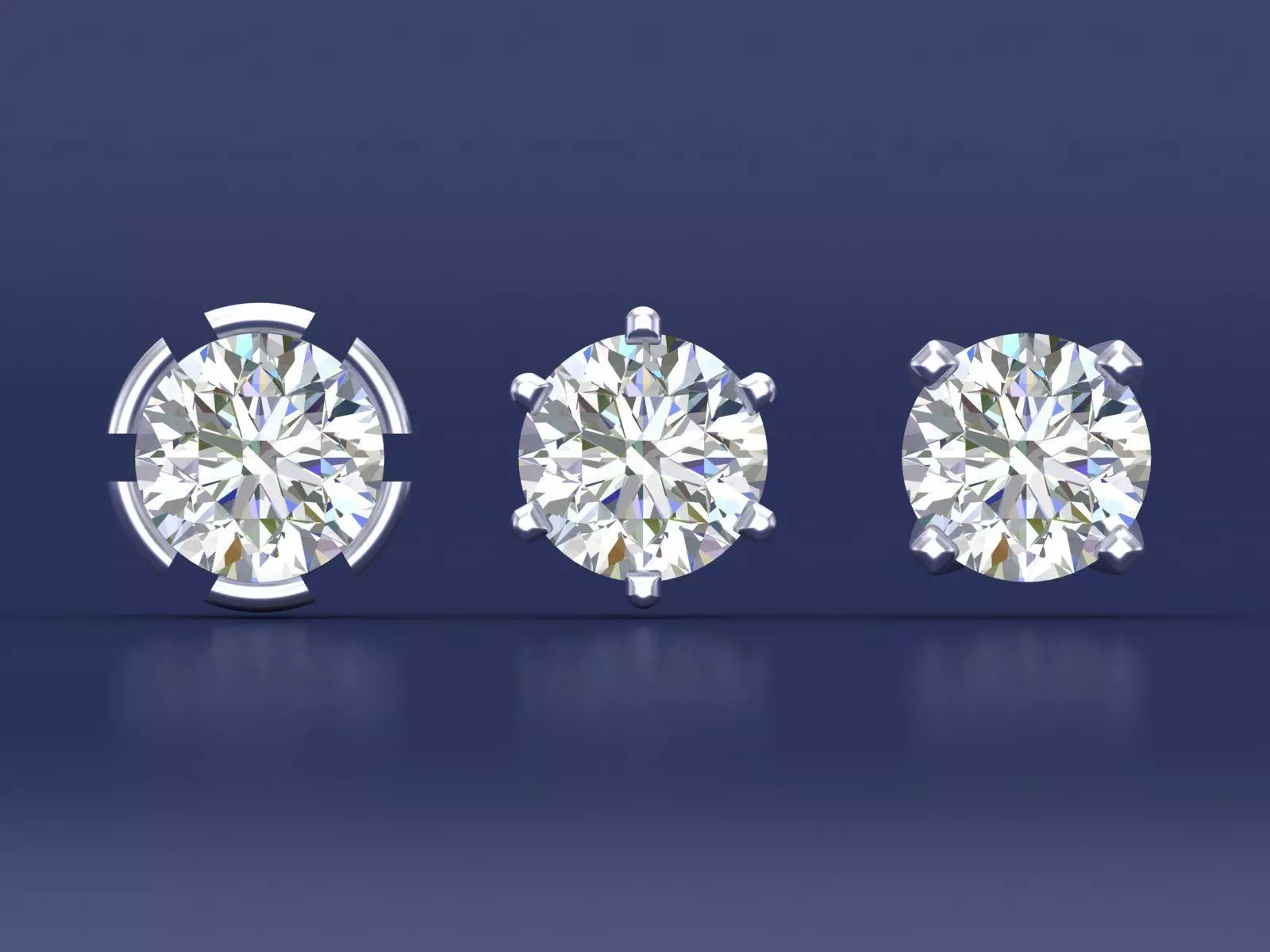 Half Carat Diamond Stud Earrings CAD File in different prong 3D print model_0