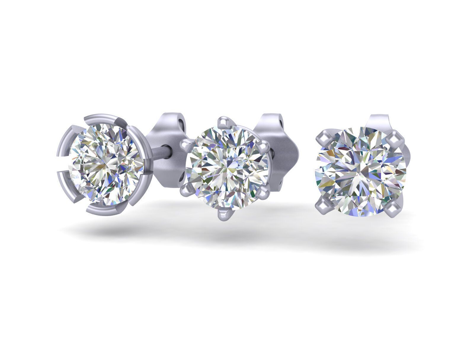 Half Carat Diamond Stud Earrings CAD File in different prong 3D print model_5