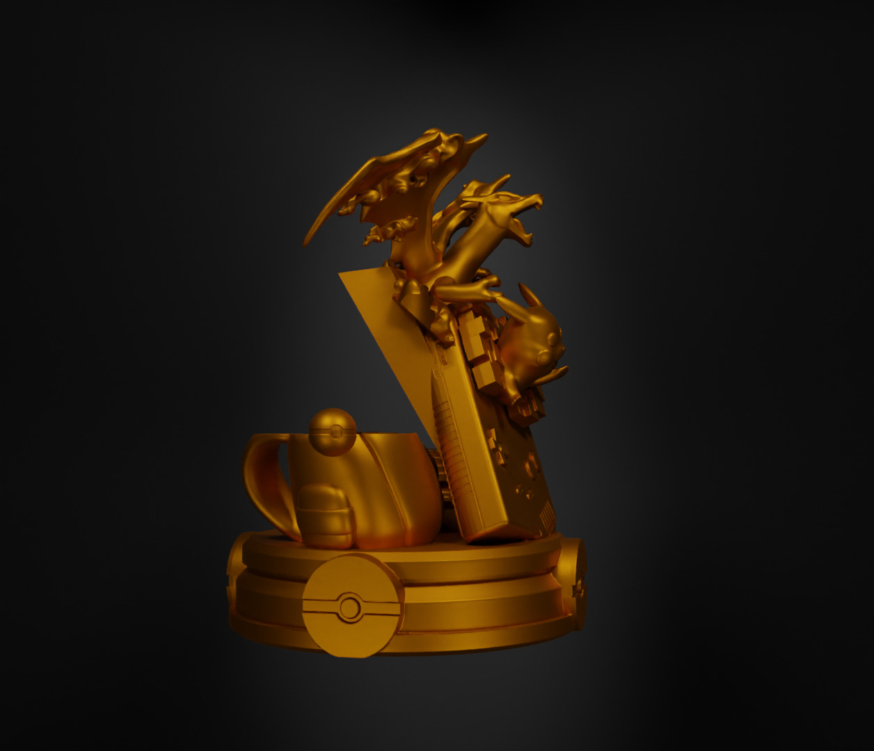 Pokemon Console Holder 3D Model - Pokemon Game Controller Stand 3D print model_20