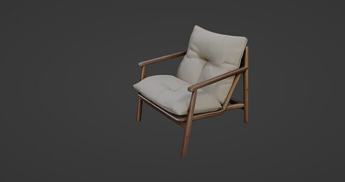 Contemporary Wooden Lounge Chair with Cushioned Seat 3D model