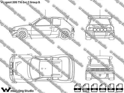 Peugeot 205 T16 Evo 2 Group B blueprint