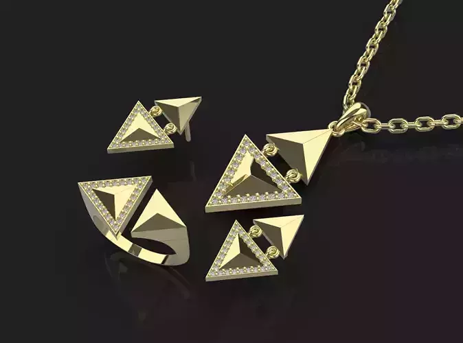 Ring Earrings Pendant Complect