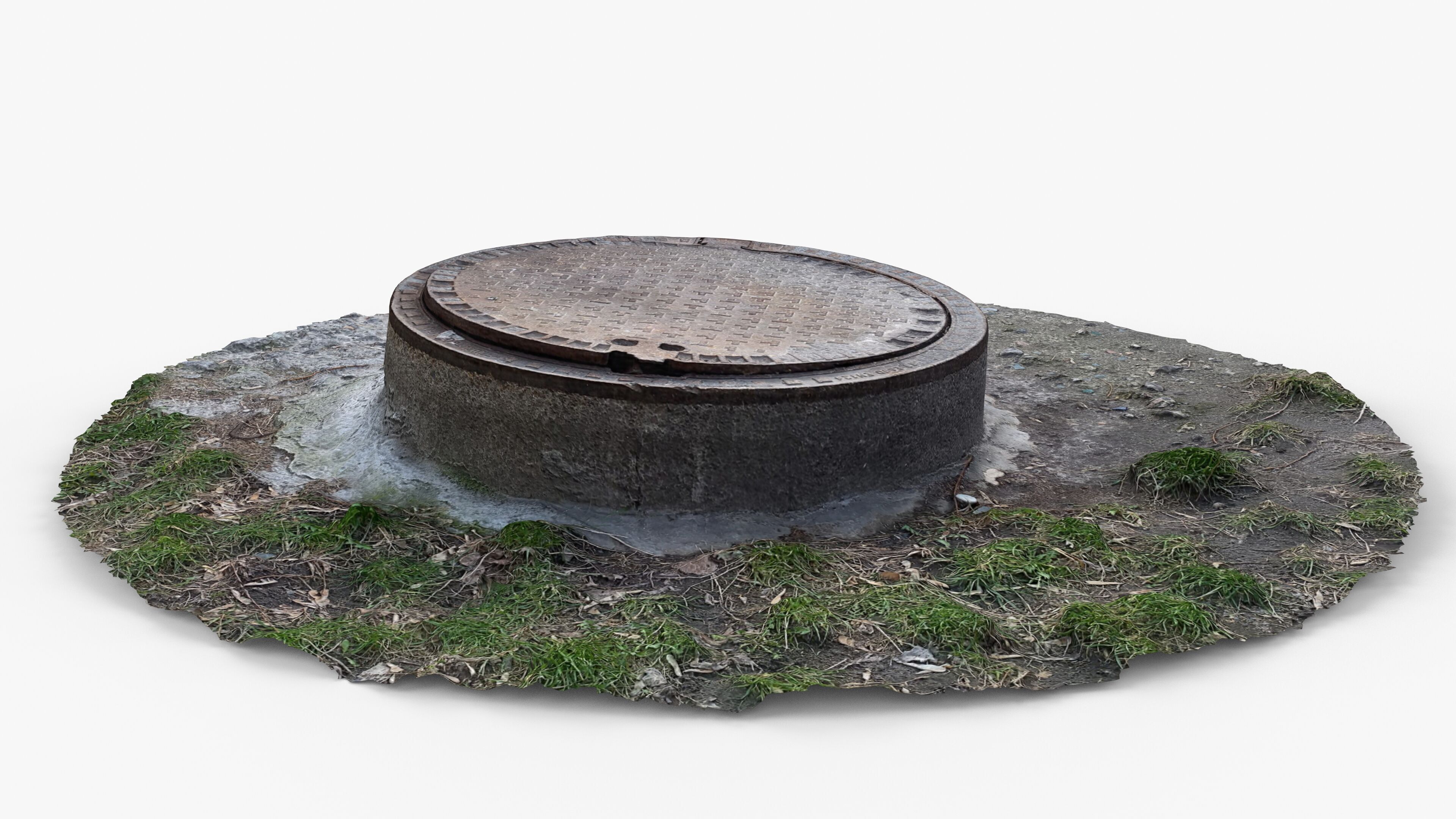 Photorealistic 3D scan of manhole Hatch cover Sewer Manhole Low-poly 3D model_6