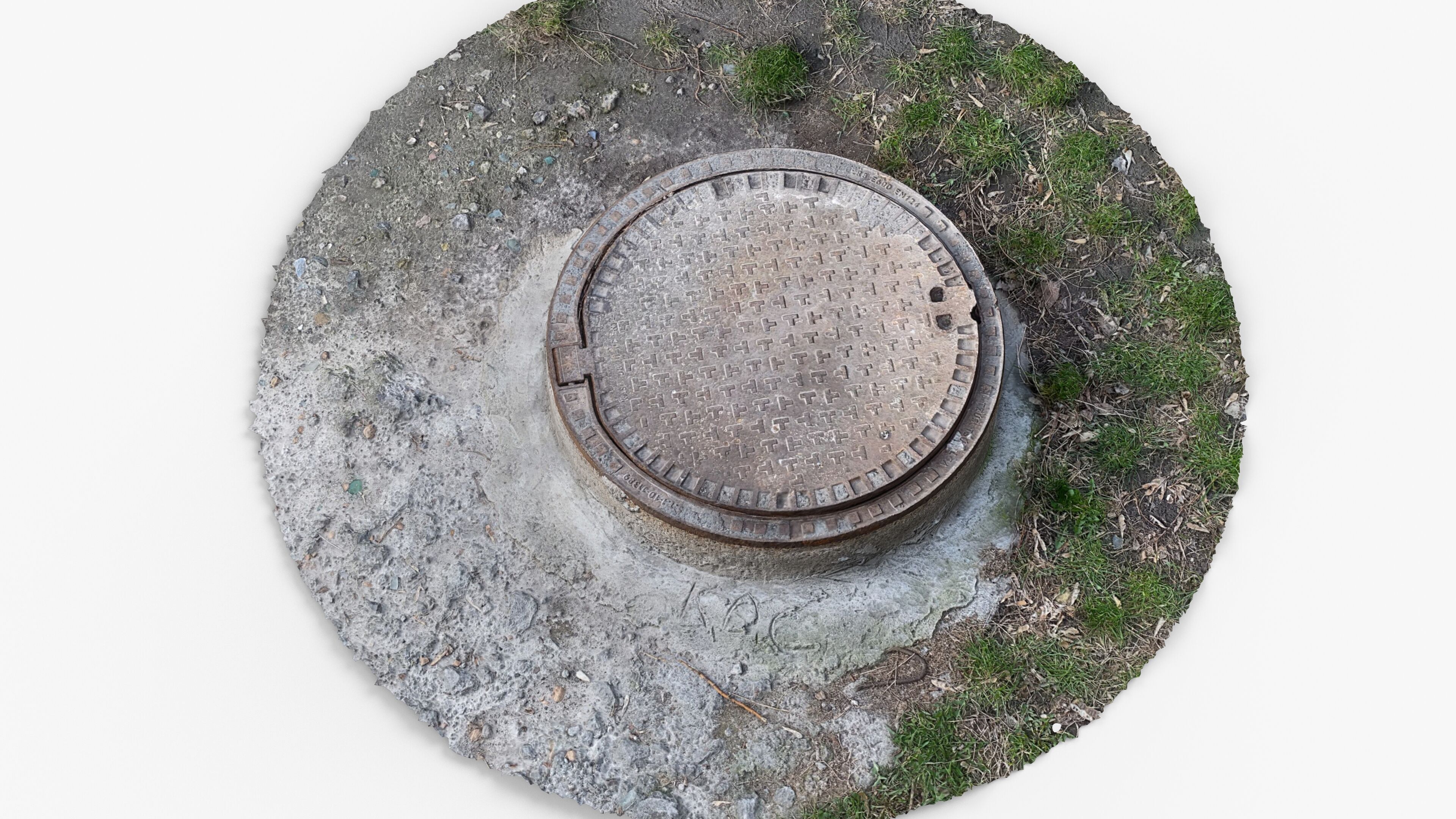 Photorealistic 3D scan of manhole Hatch cover Sewer Manhole Low-poly 3D model_2