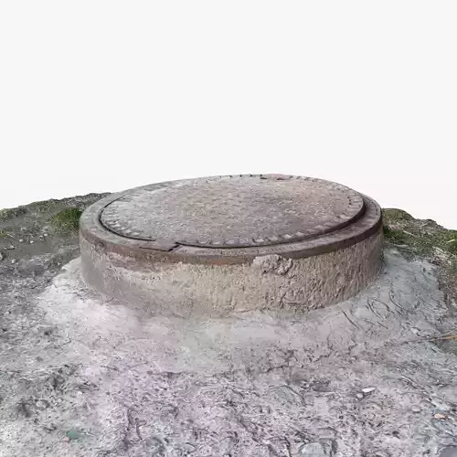 Photorealistic 3D scan of manhole Hatch cover Sewer Manhole