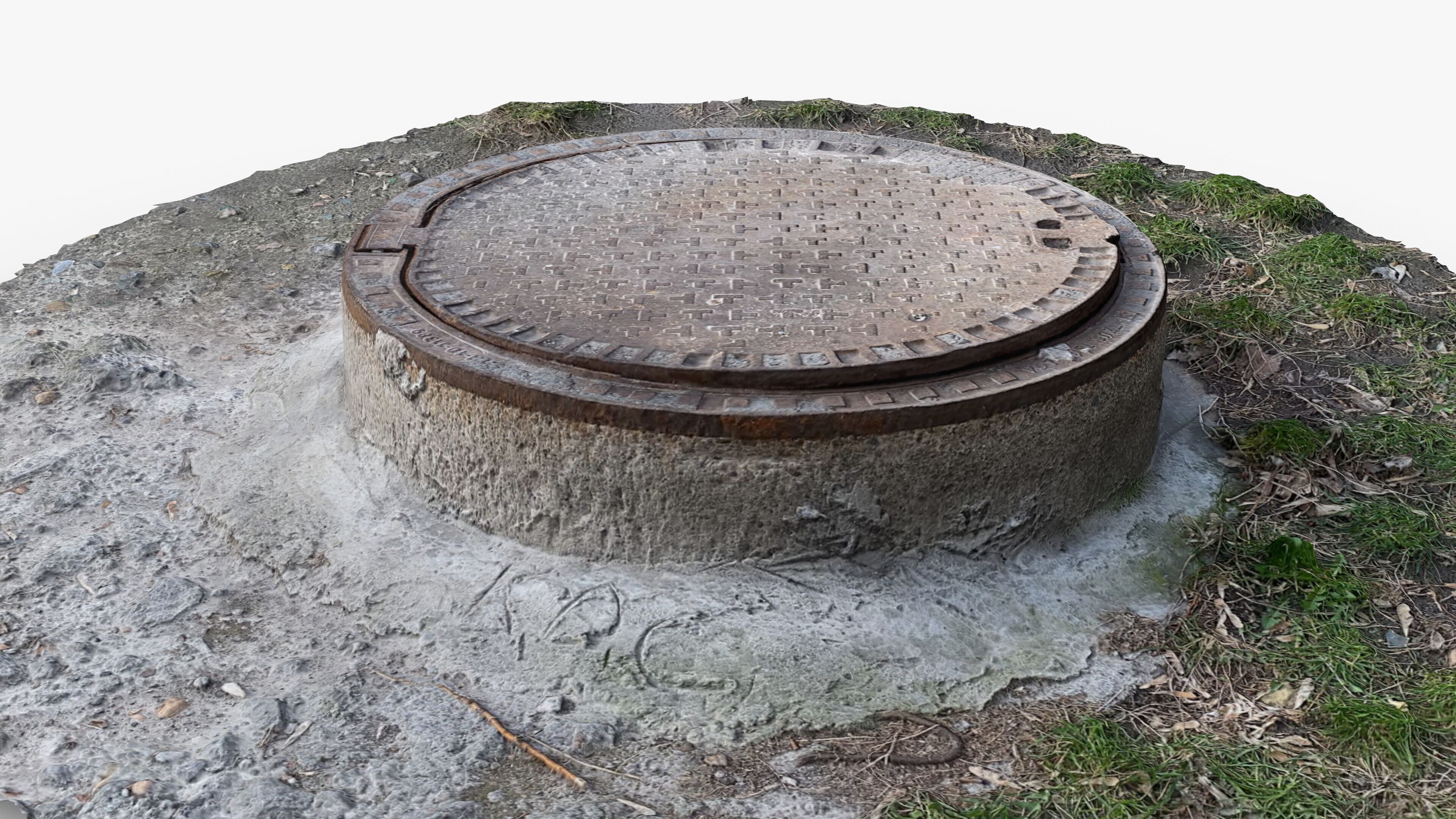 Photorealistic 3D scan of manhole Hatch cover Sewer Manhole Low-poly 3D model_8