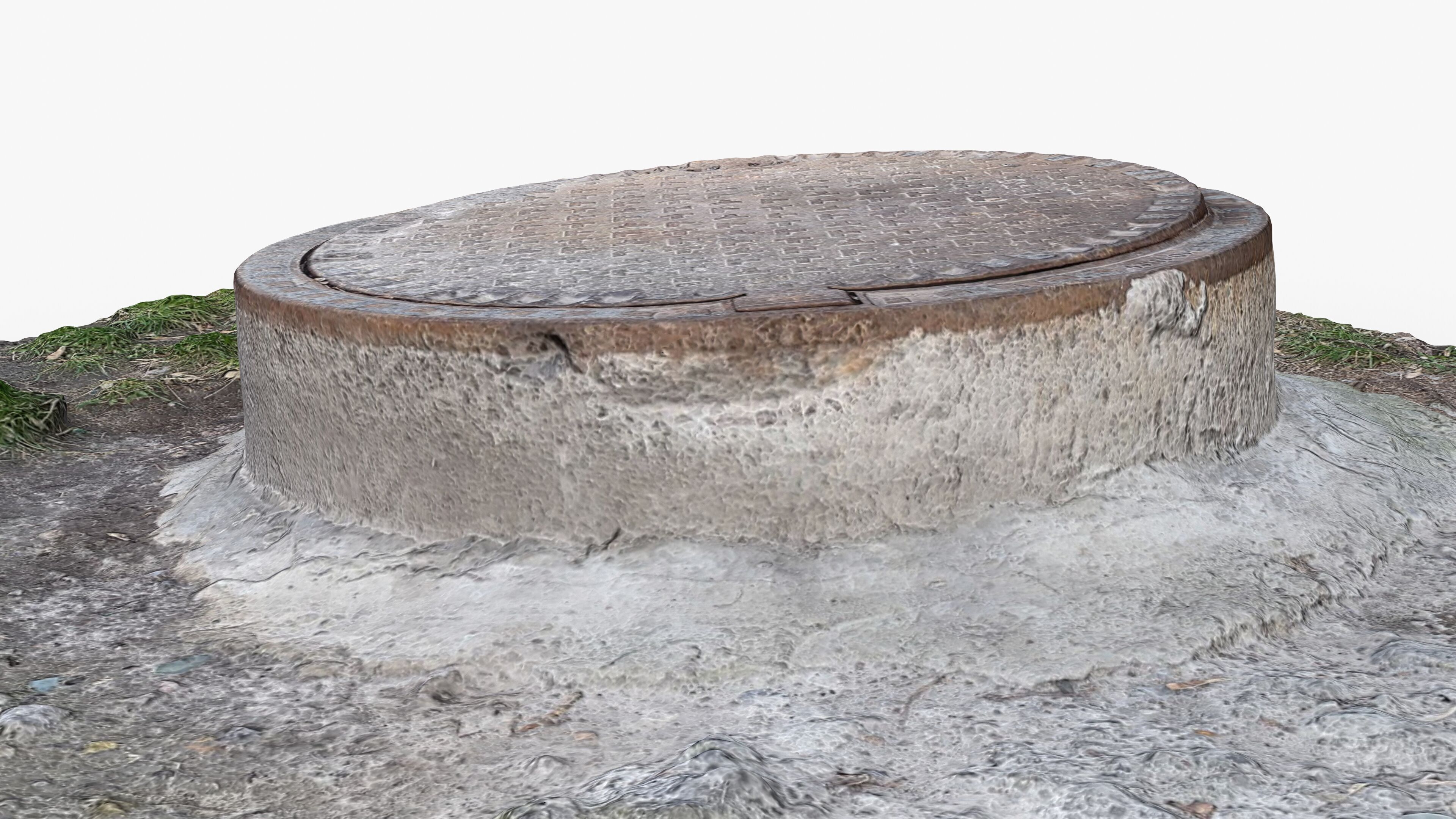 Photorealistic 3D scan of manhole Hatch cover Sewer Manhole Low-poly 3D model_11