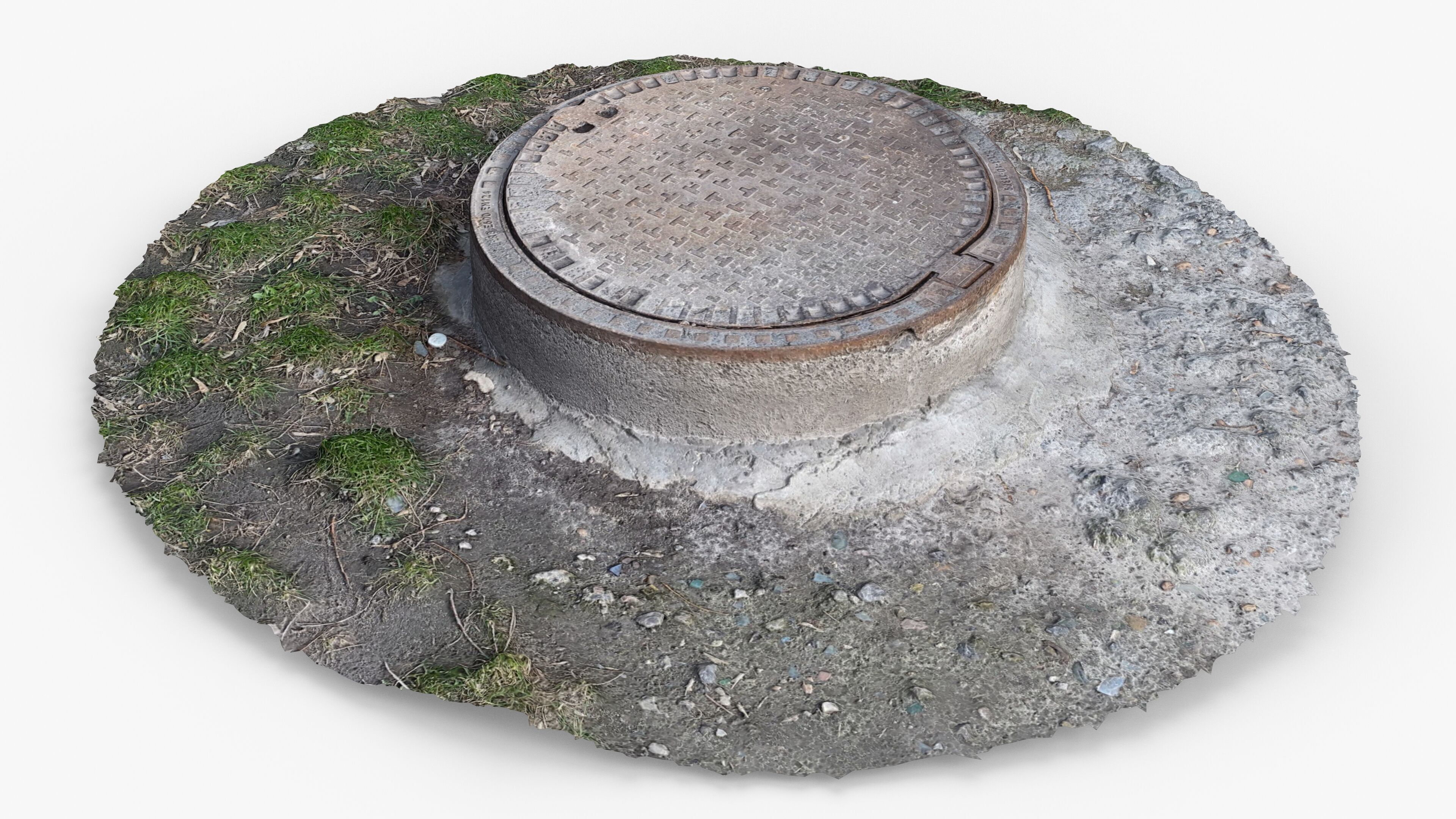 Photorealistic 3D scan of manhole Hatch cover Sewer Manhole Low-poly 3D model_3
