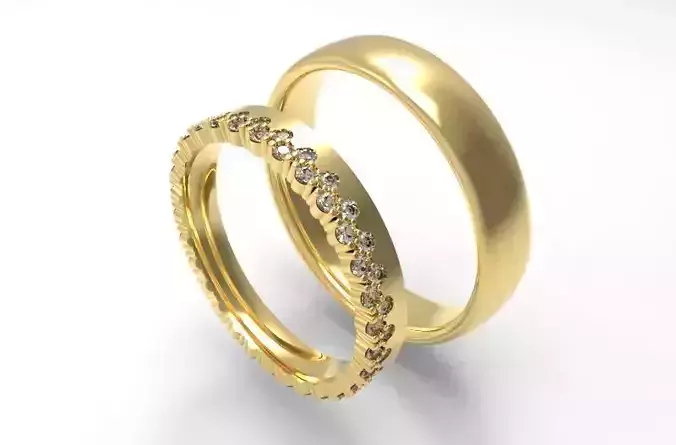  Couple of Wedding ring Diamond Flower