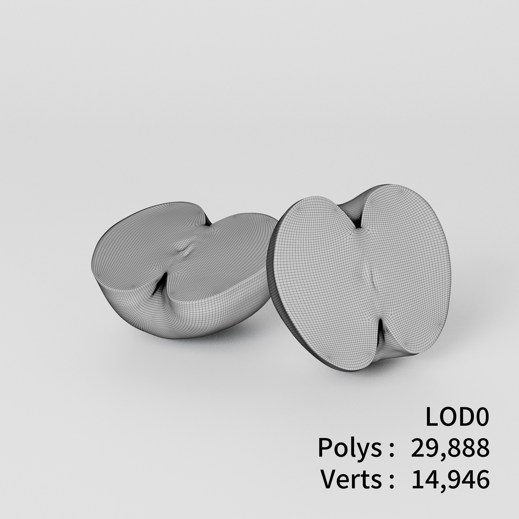 Cut Apple 3D model Low-poly 3D model_2