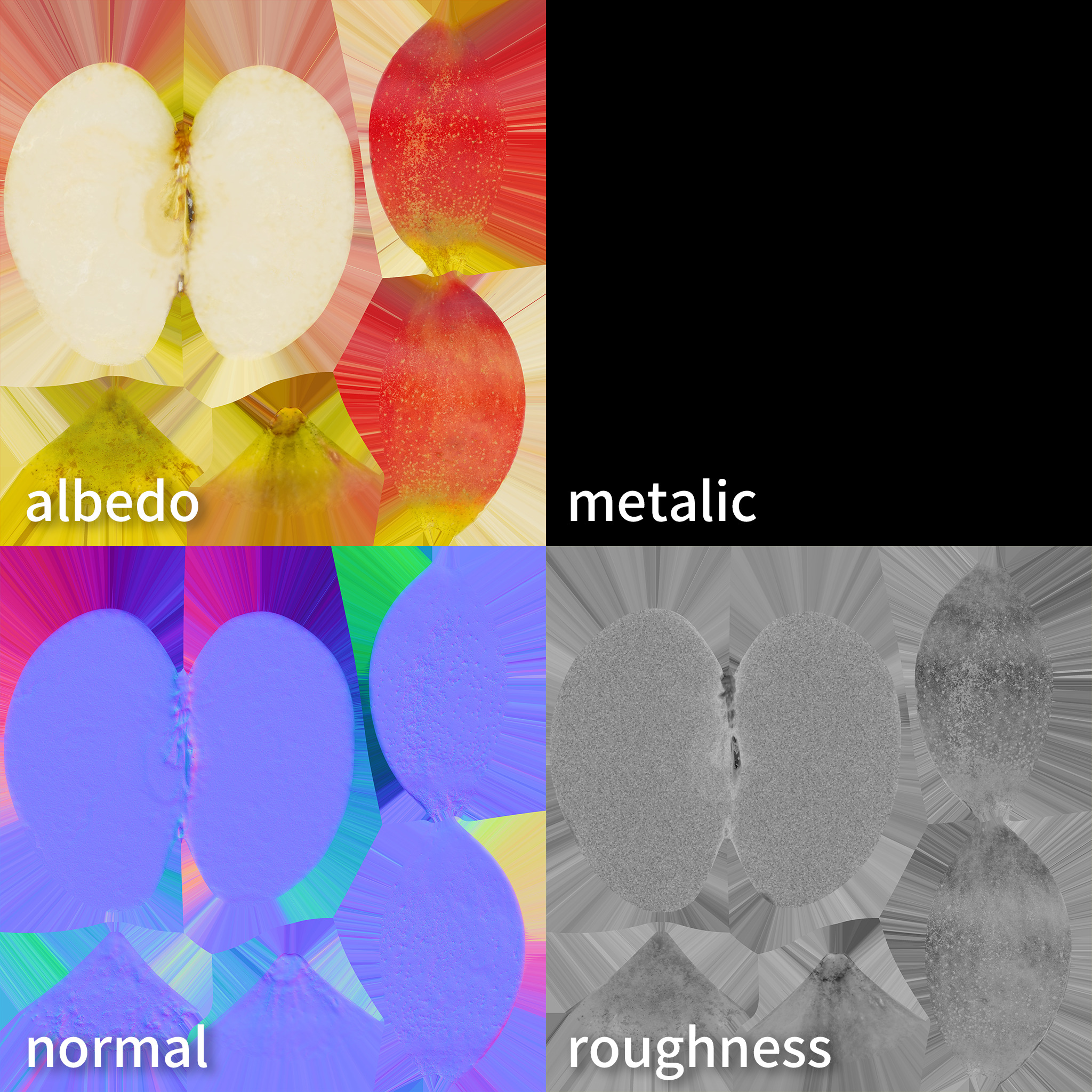 Cut Apple 3D model Low-poly 3D model_10