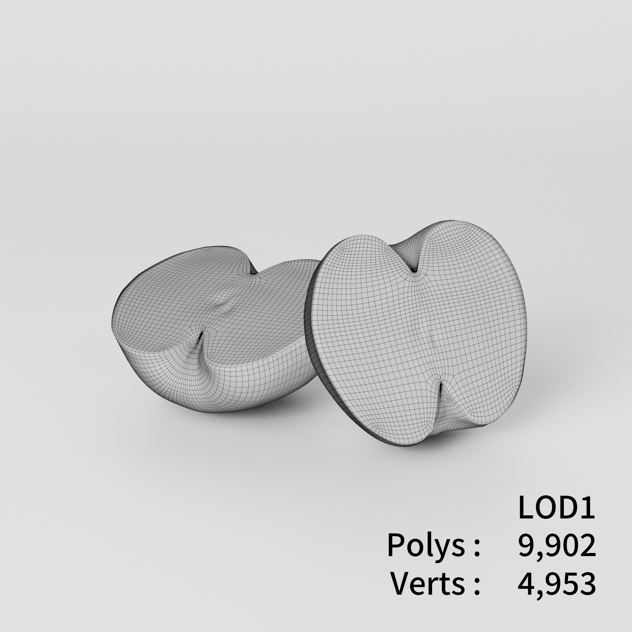 Cut Apple 3D model Low-poly 3D model_3