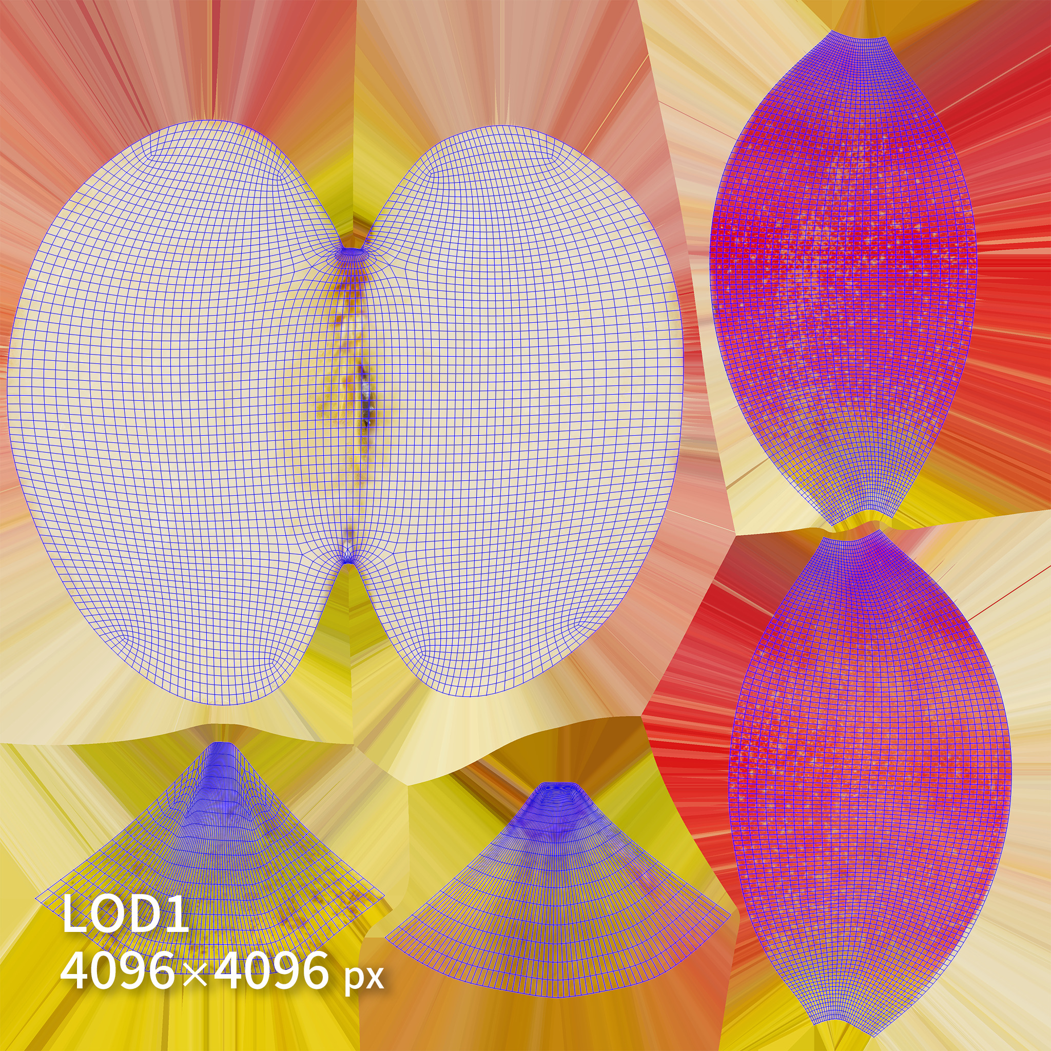 Cut Apple 3D model Low-poly 3D model_8