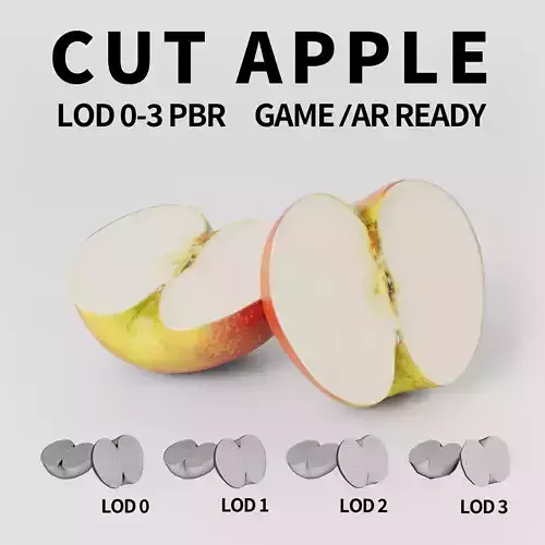 Cut Apple 3D model Low-poly 3D model
