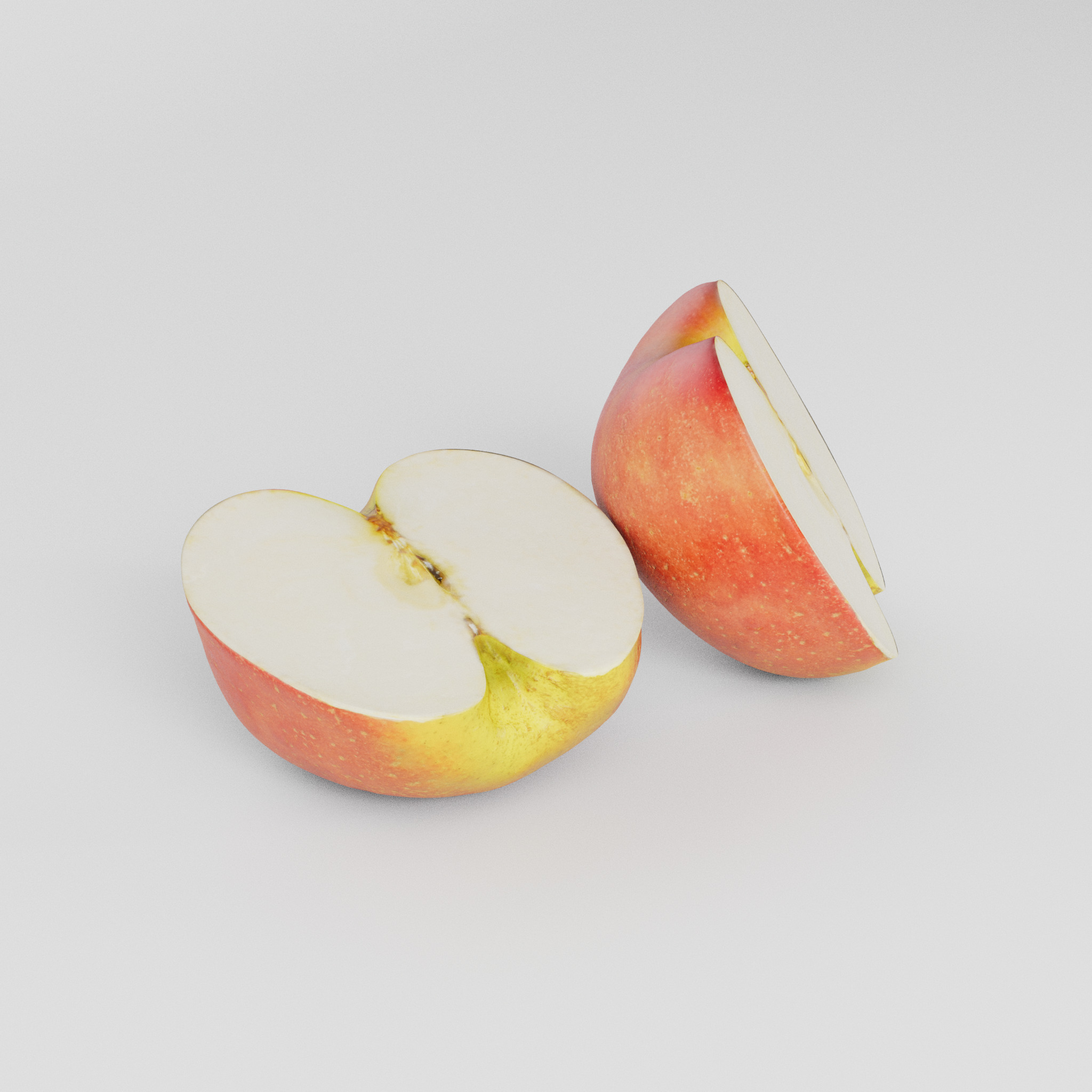 Cut Apple 3D model Low-poly 3D model_7