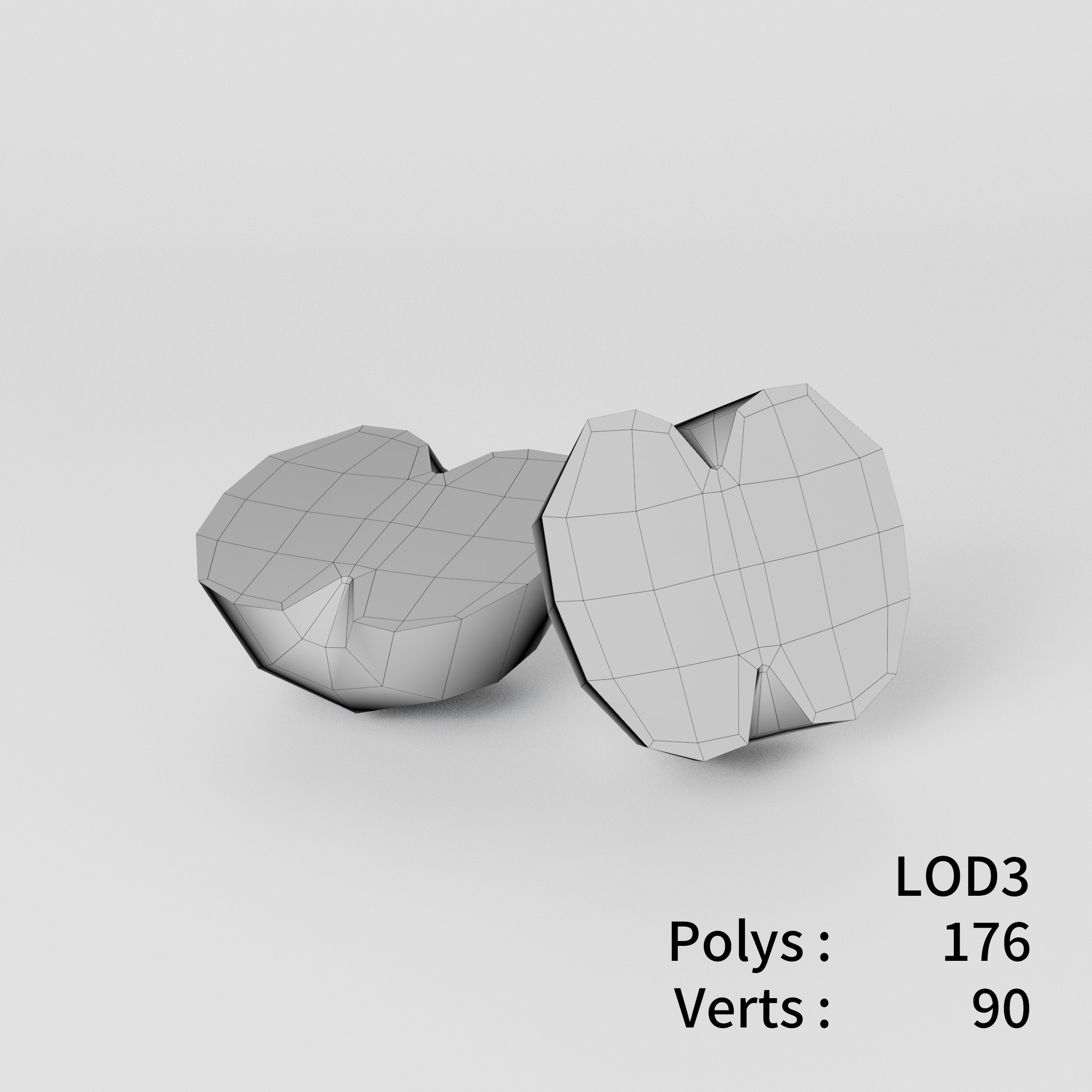 Cut Apple 3D model Low-poly 3D model_5