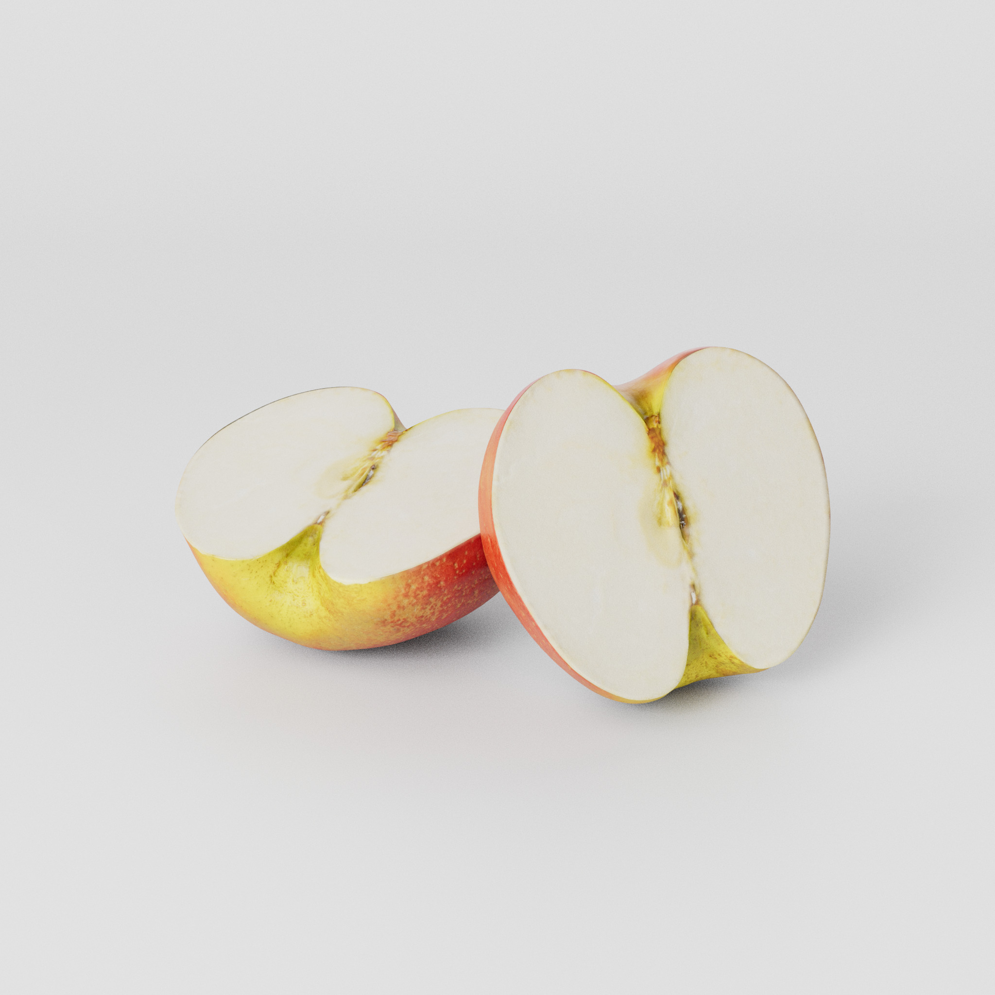 Cut Apple 3D model Low-poly 3D model_1