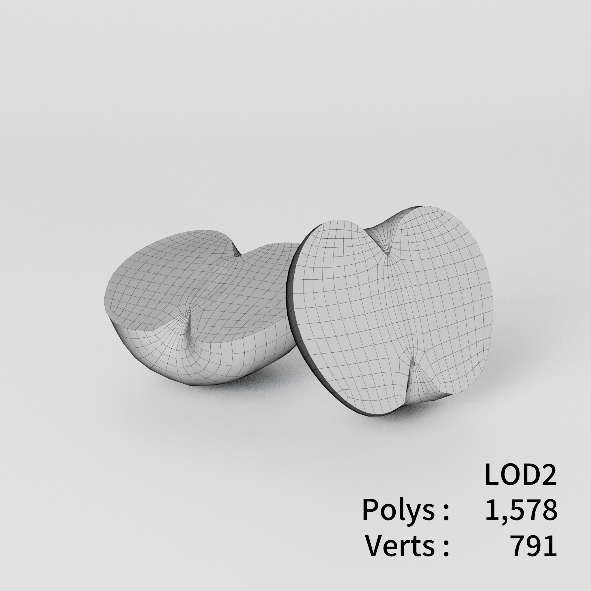 Cut Apple 3D model Low-poly 3D model_4