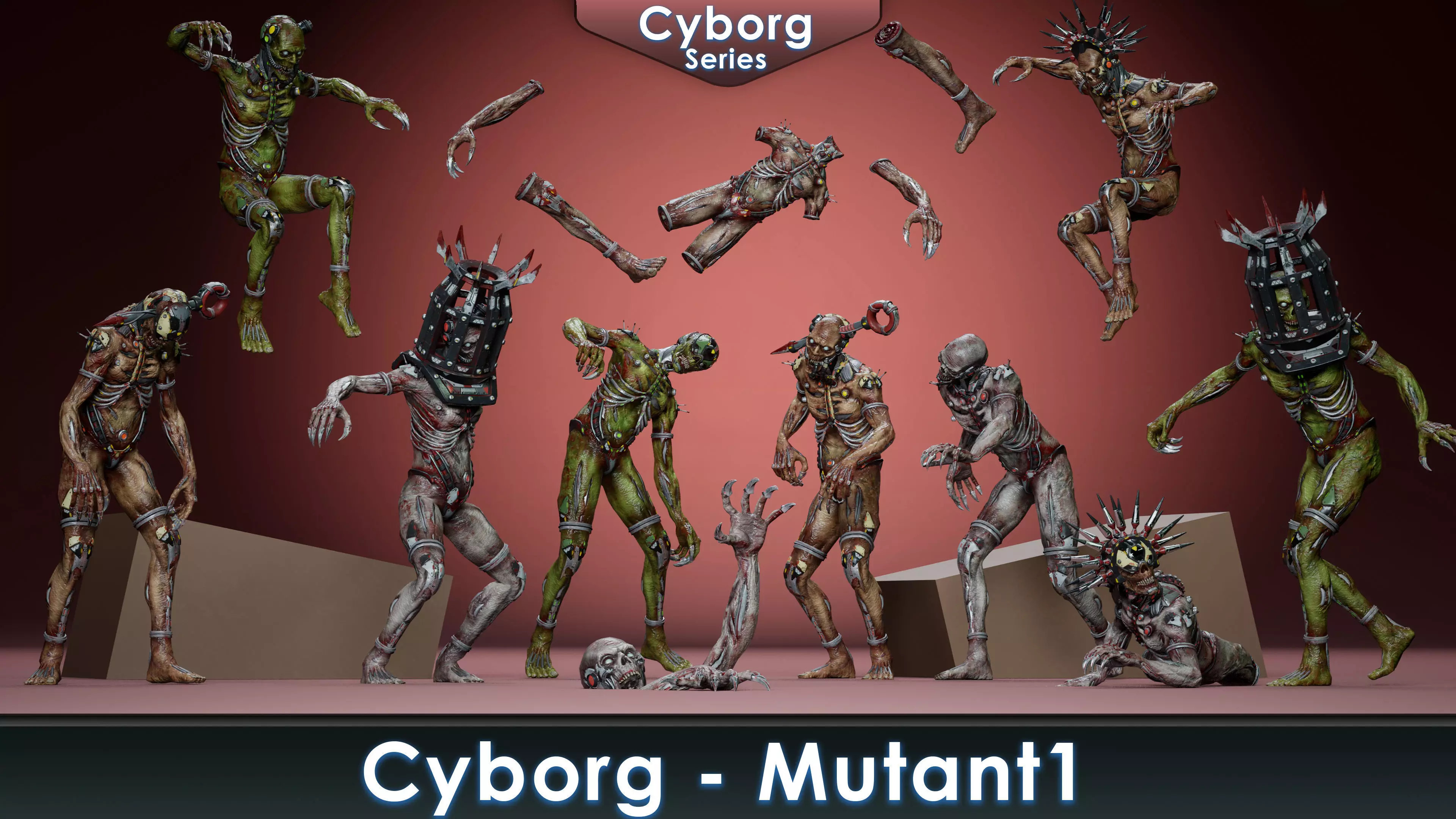 Cyborg Mutant1 Low-poly 3D model_0