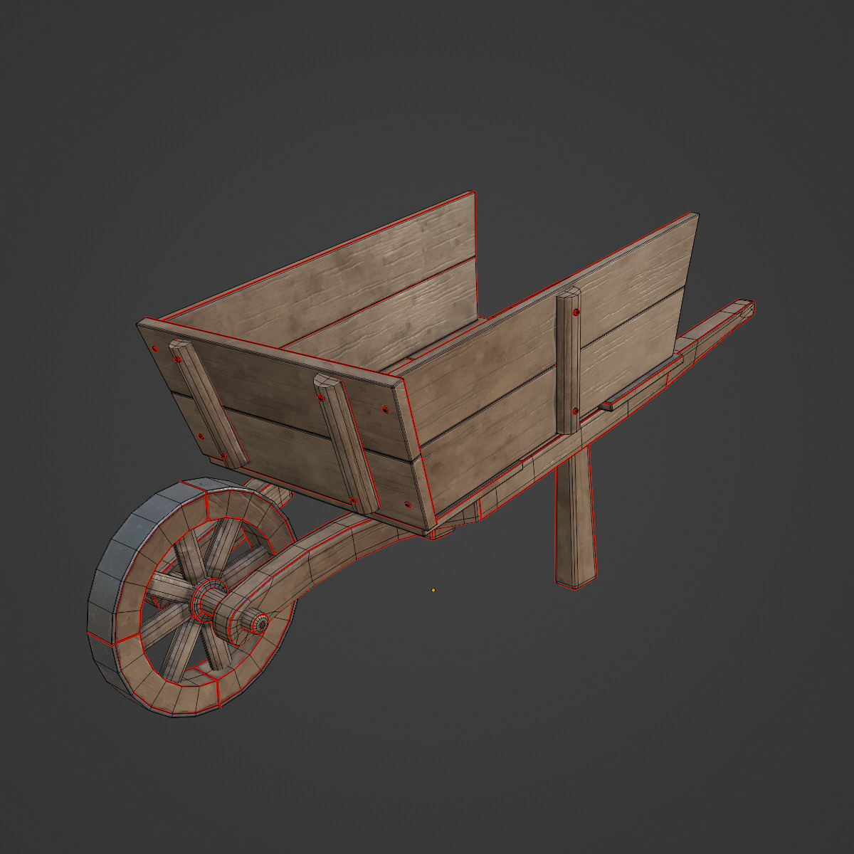 Medieval Wooden Cart 04 Low-poly 3D model_7