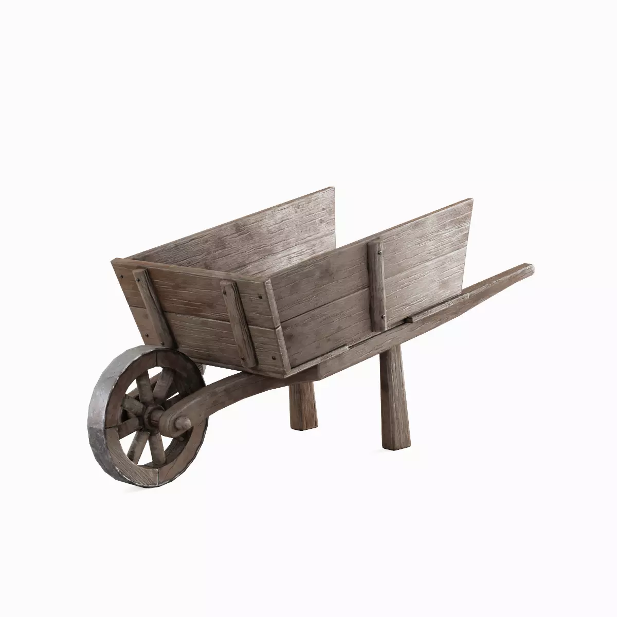 Medieval Wooden Cart 04 Low-poly 3D model_0