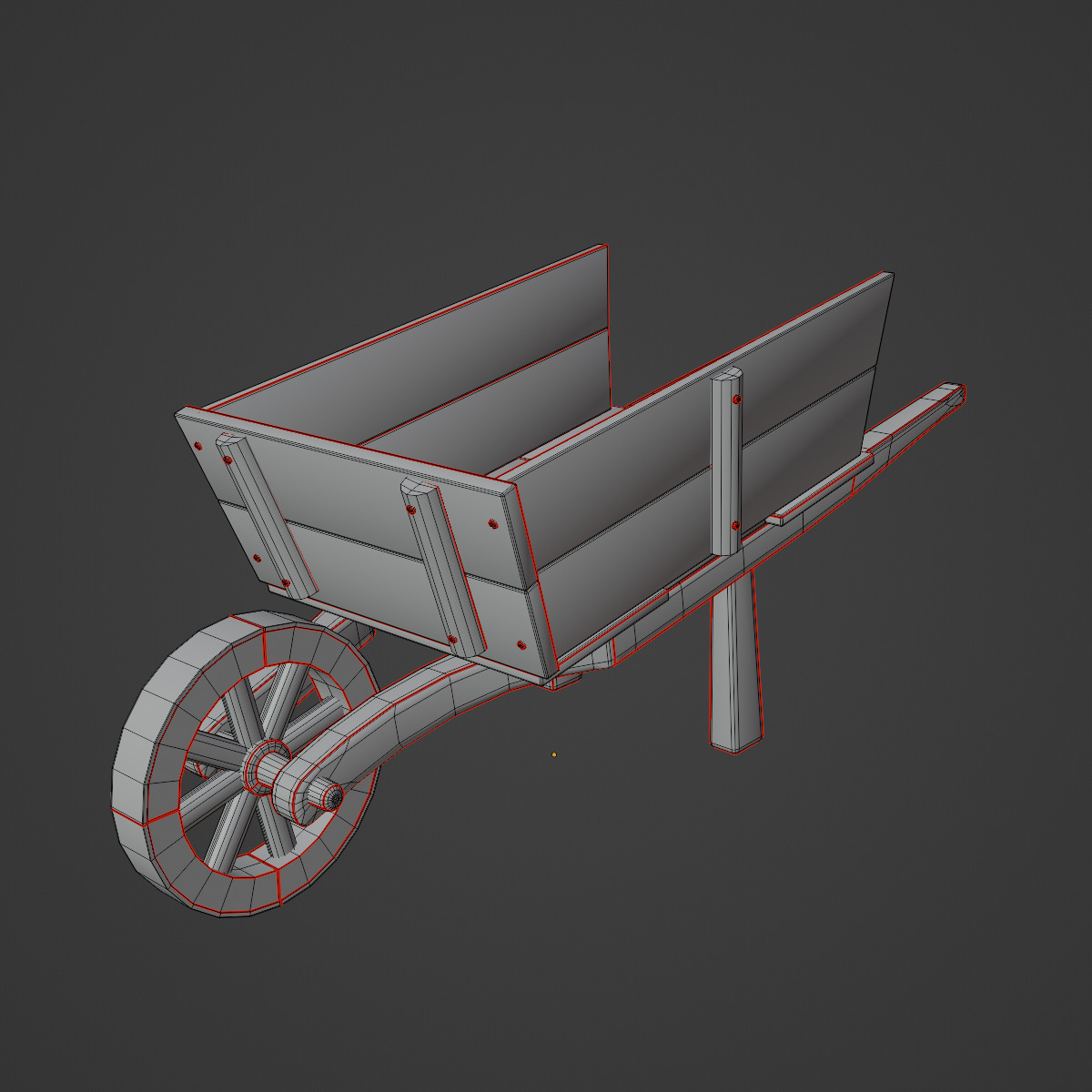 Medieval Wooden Cart 04 Low-poly 3D model_8
