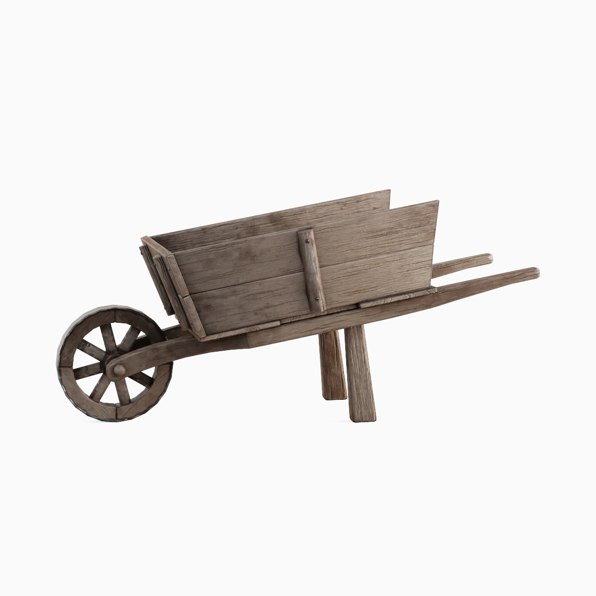 Medieval Wooden Cart 04 Low-poly 3D model_2