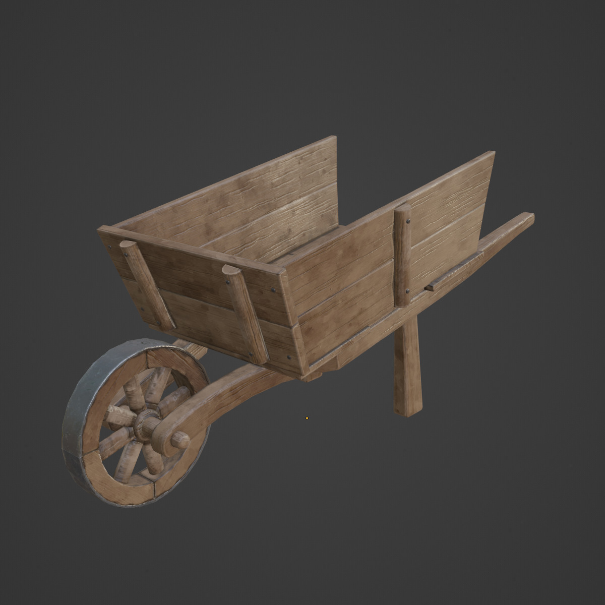 Medieval Wooden Cart 04 Low-poly 3D model_6