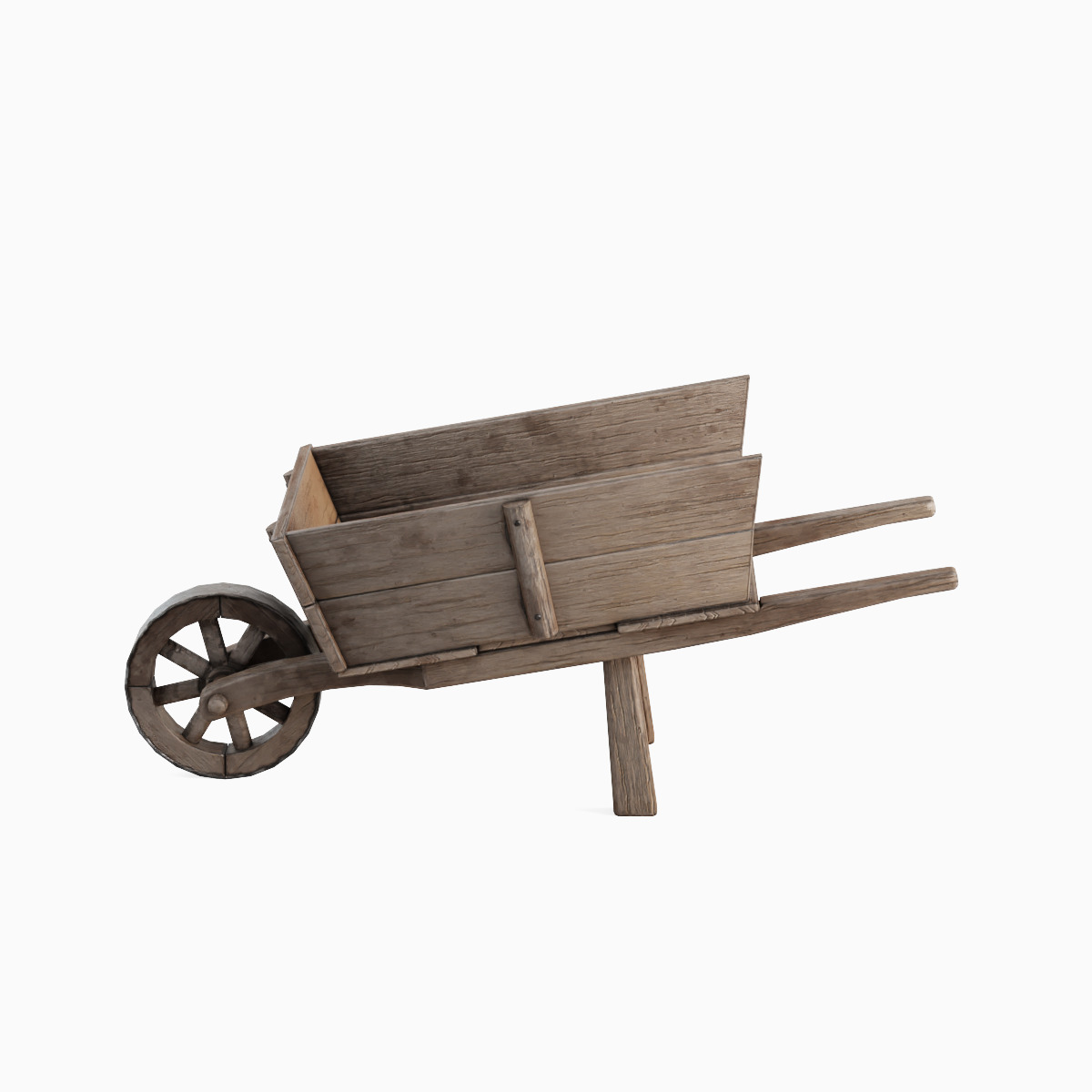 Medieval Wooden Cart 04 Low-poly 3D model_4
