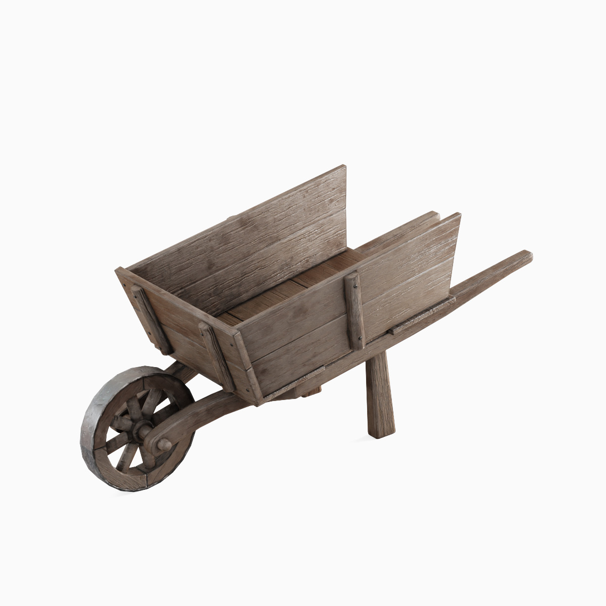 Medieval Wooden Cart 04 Low-poly 3D model_5