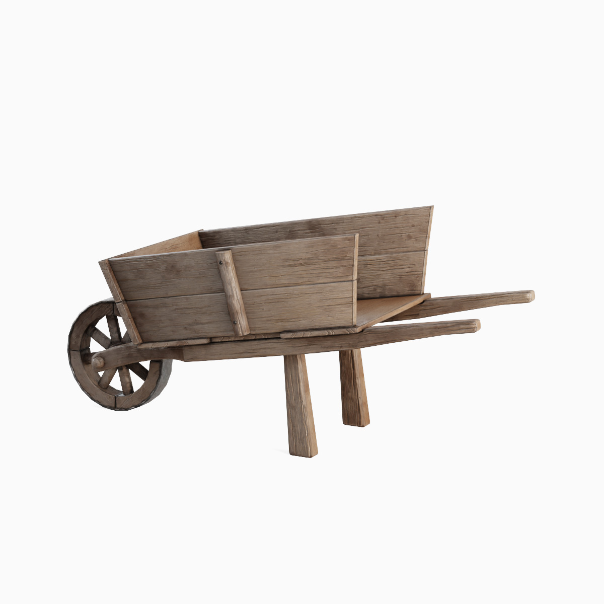 Medieval Wooden Cart 04 Low-poly 3D model_1