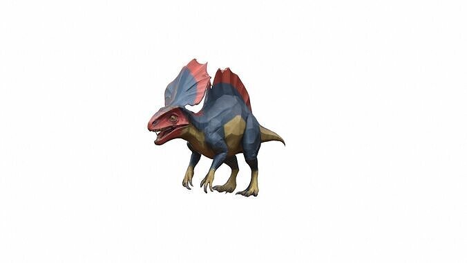 Dilophosaurus Feathered Dinosaur 3d Render 3D model