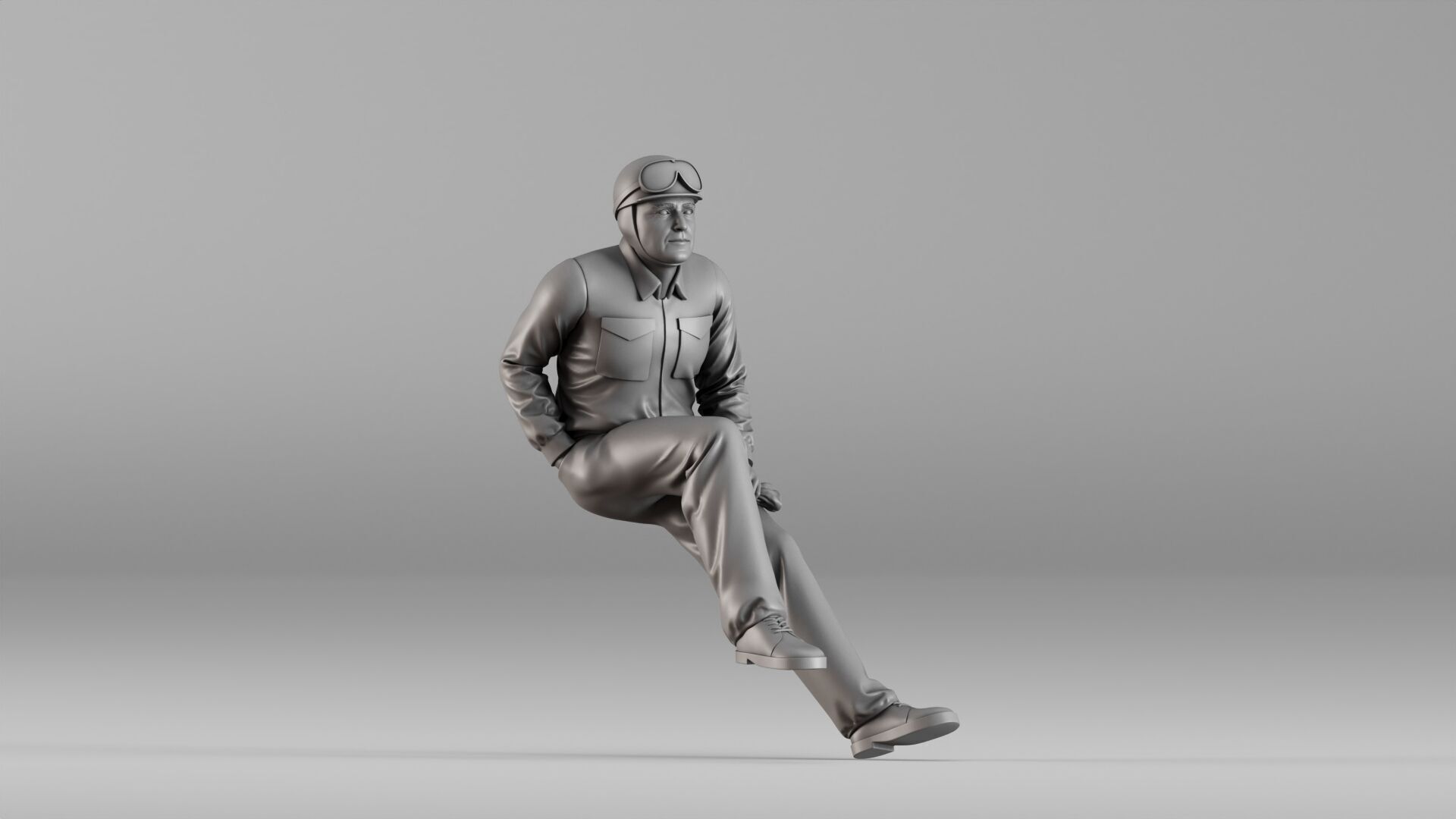 001604 Vintage Racing Driver Seated Pose 3D print model_2
