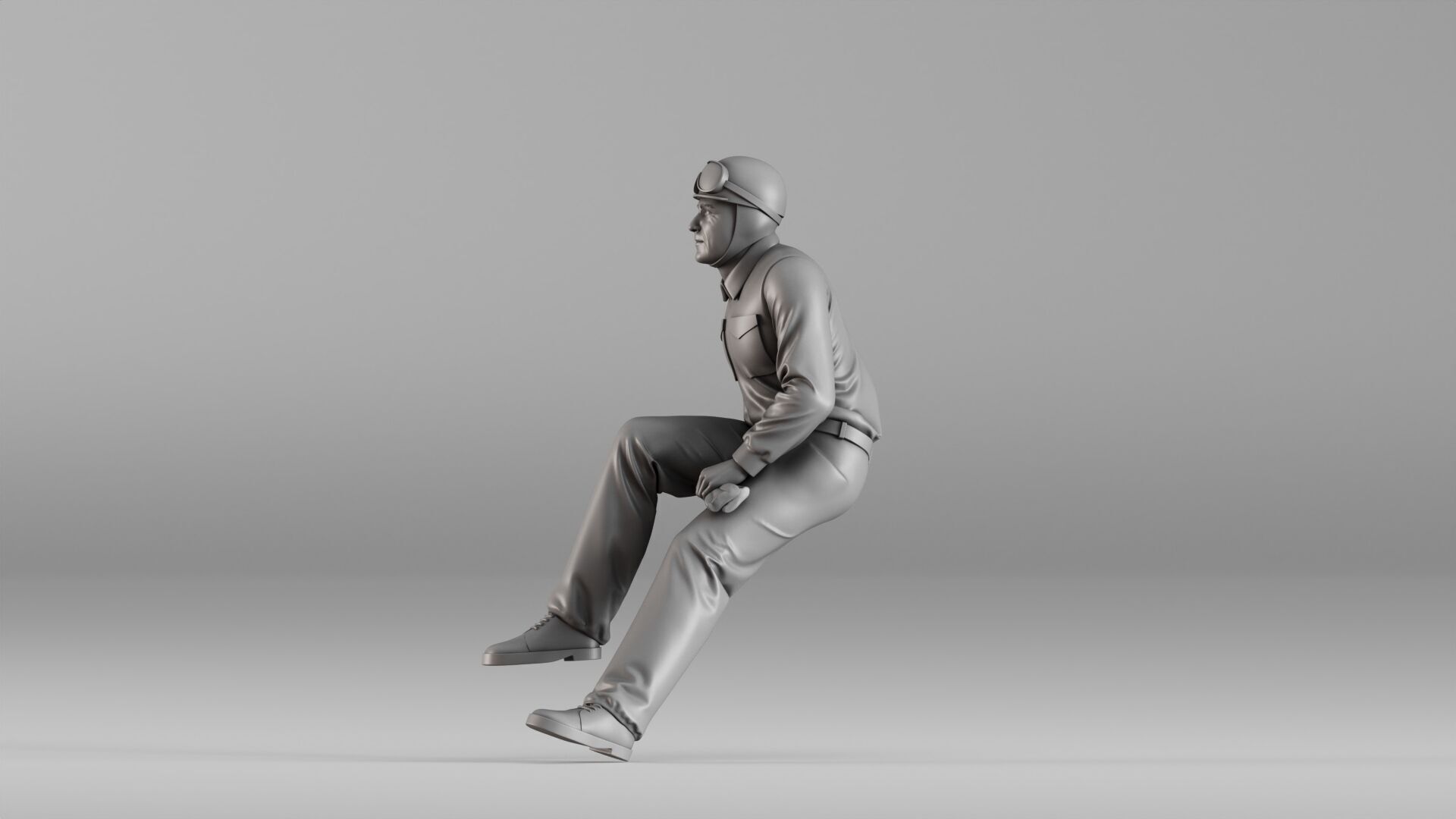 001604 Vintage Racing Driver Seated Pose 3D print model_10