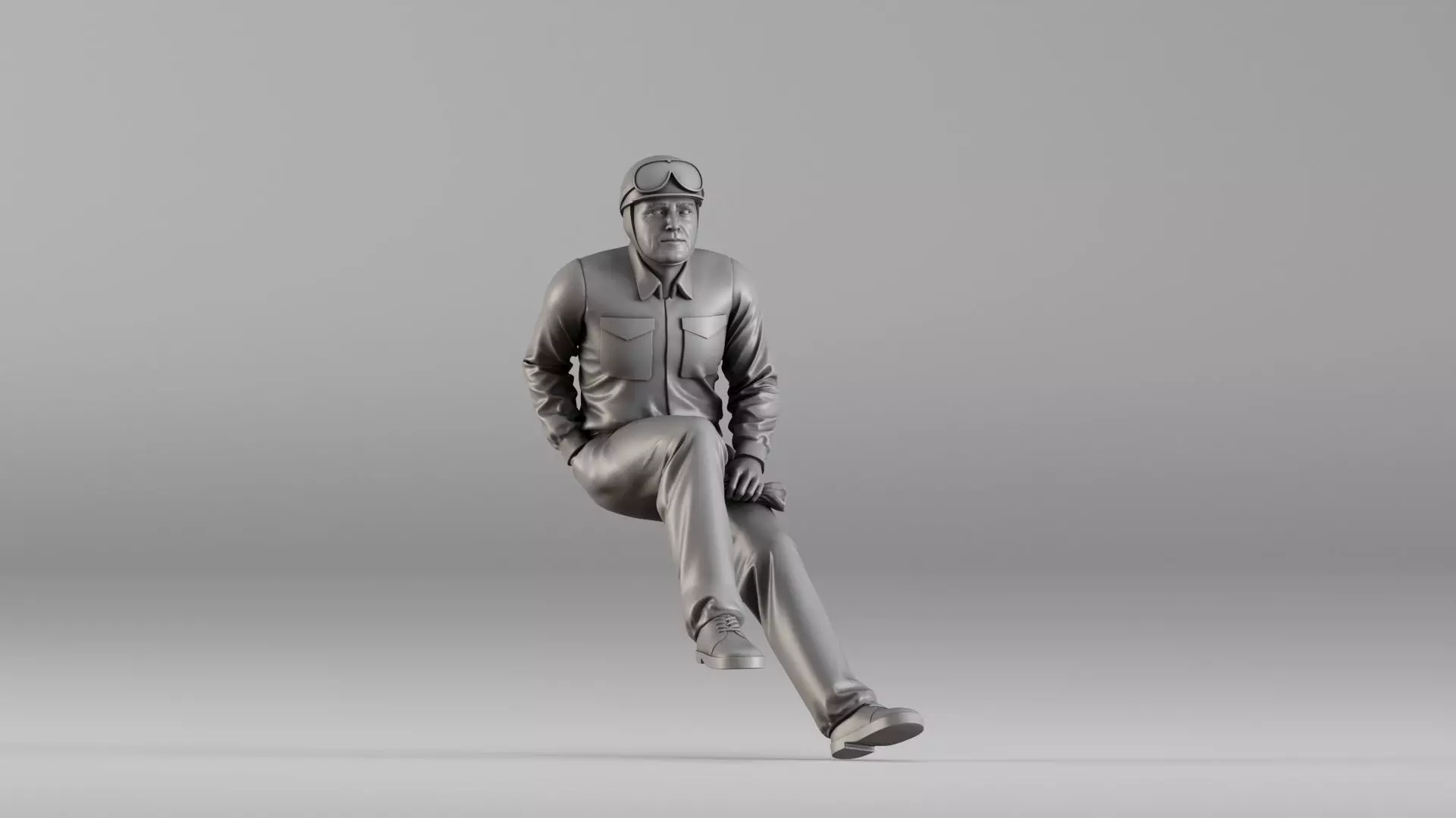 001604 Vintage Racing Driver Seated Pose 3D print model_0