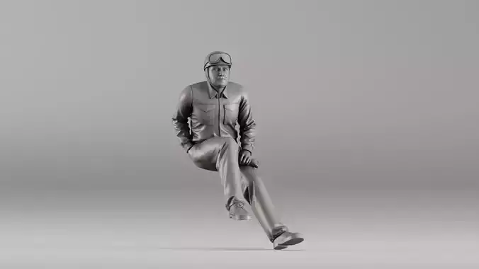 001604 Vintage Racing Driver Seated Pose