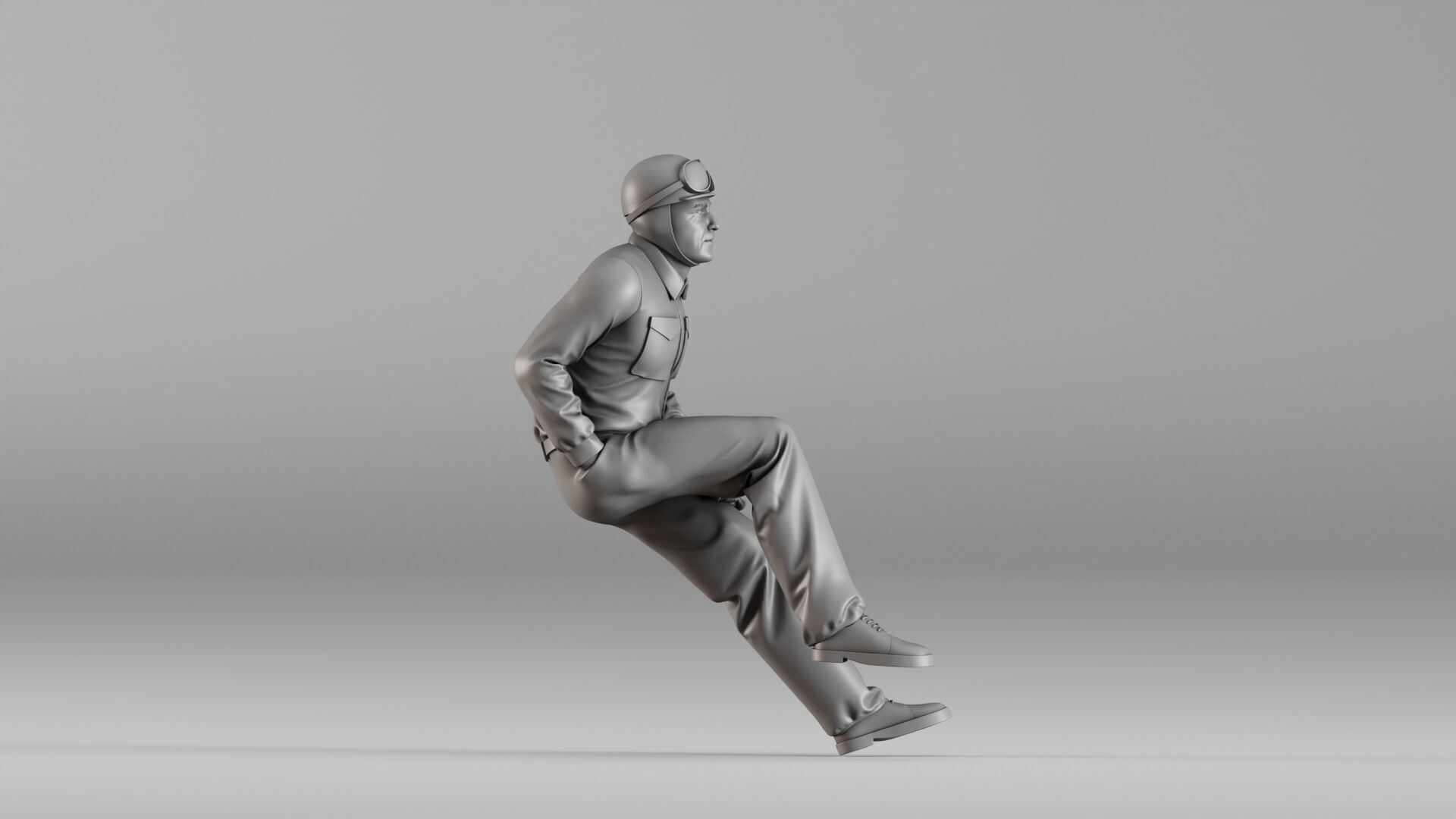 001604 Vintage Racing Driver Seated Pose 3D print model_4