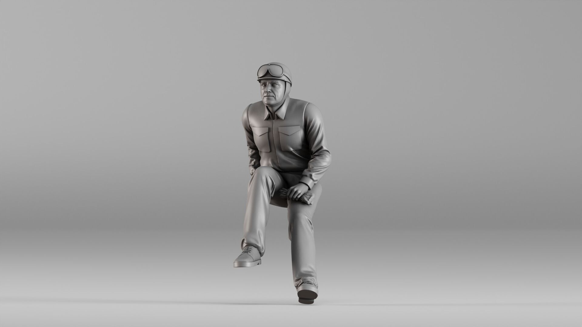 001604 Vintage Racing Driver Seated Pose 3D print model_12