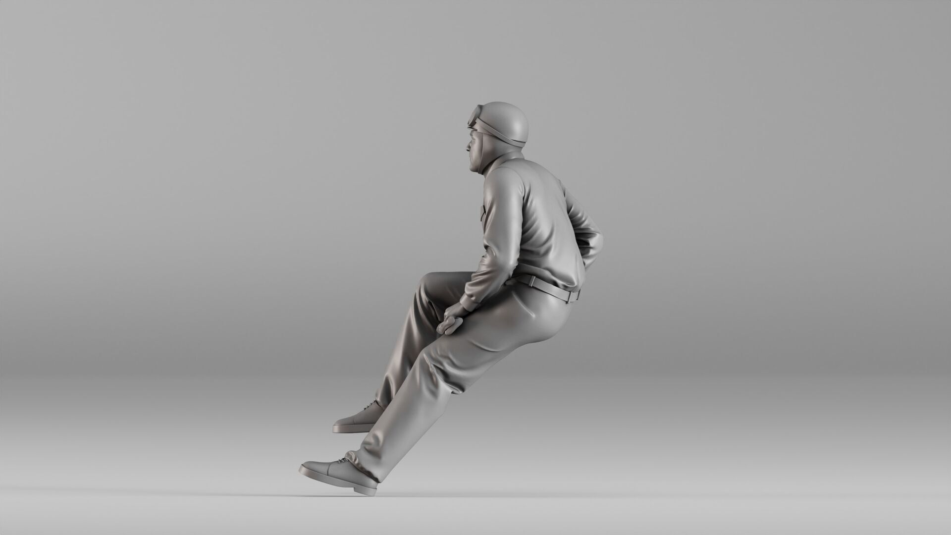 001604 Vintage Racing Driver Seated Pose 3D print model_9