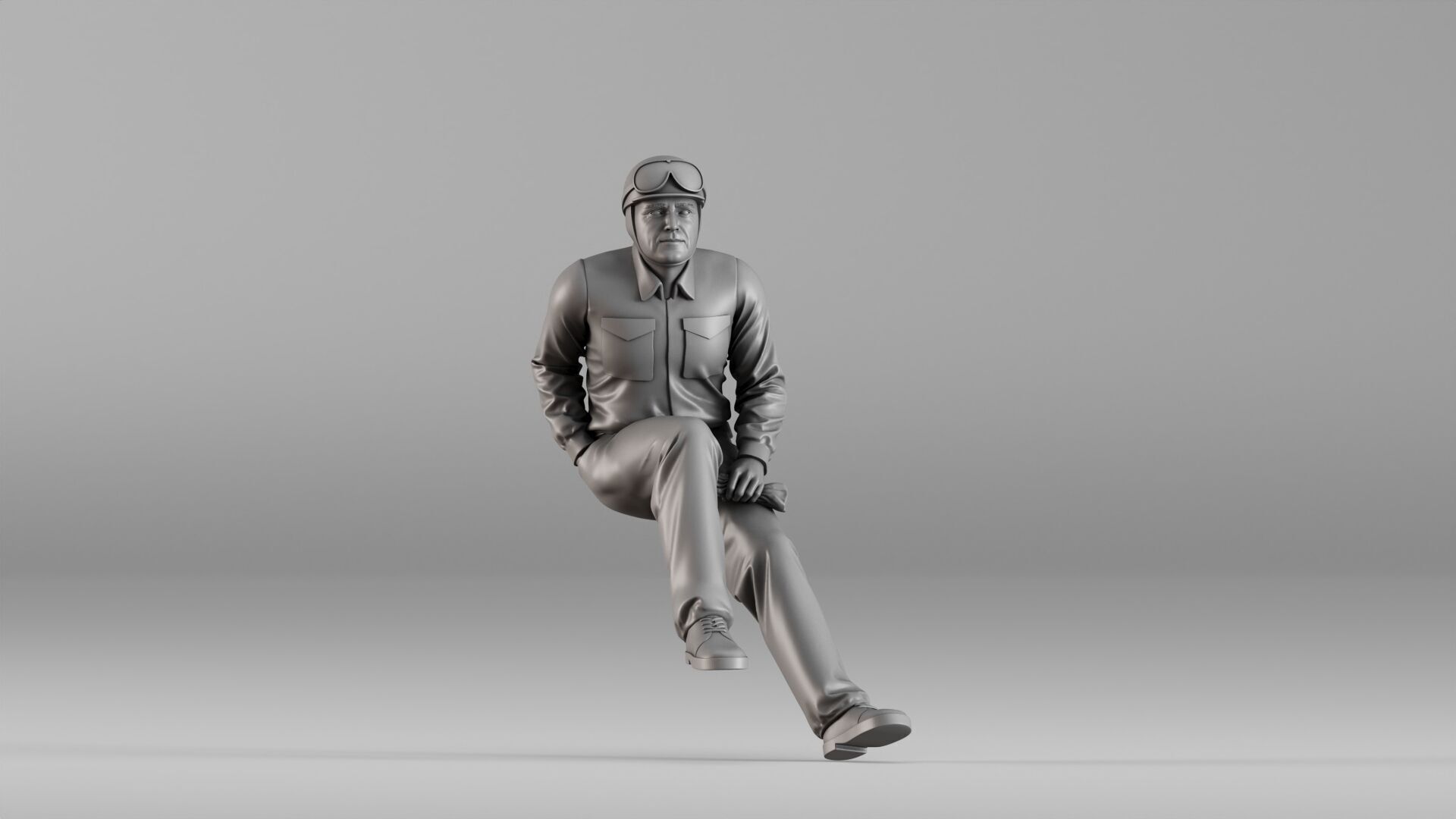 001604 Vintage Racing Driver Seated Pose 3D print model_14